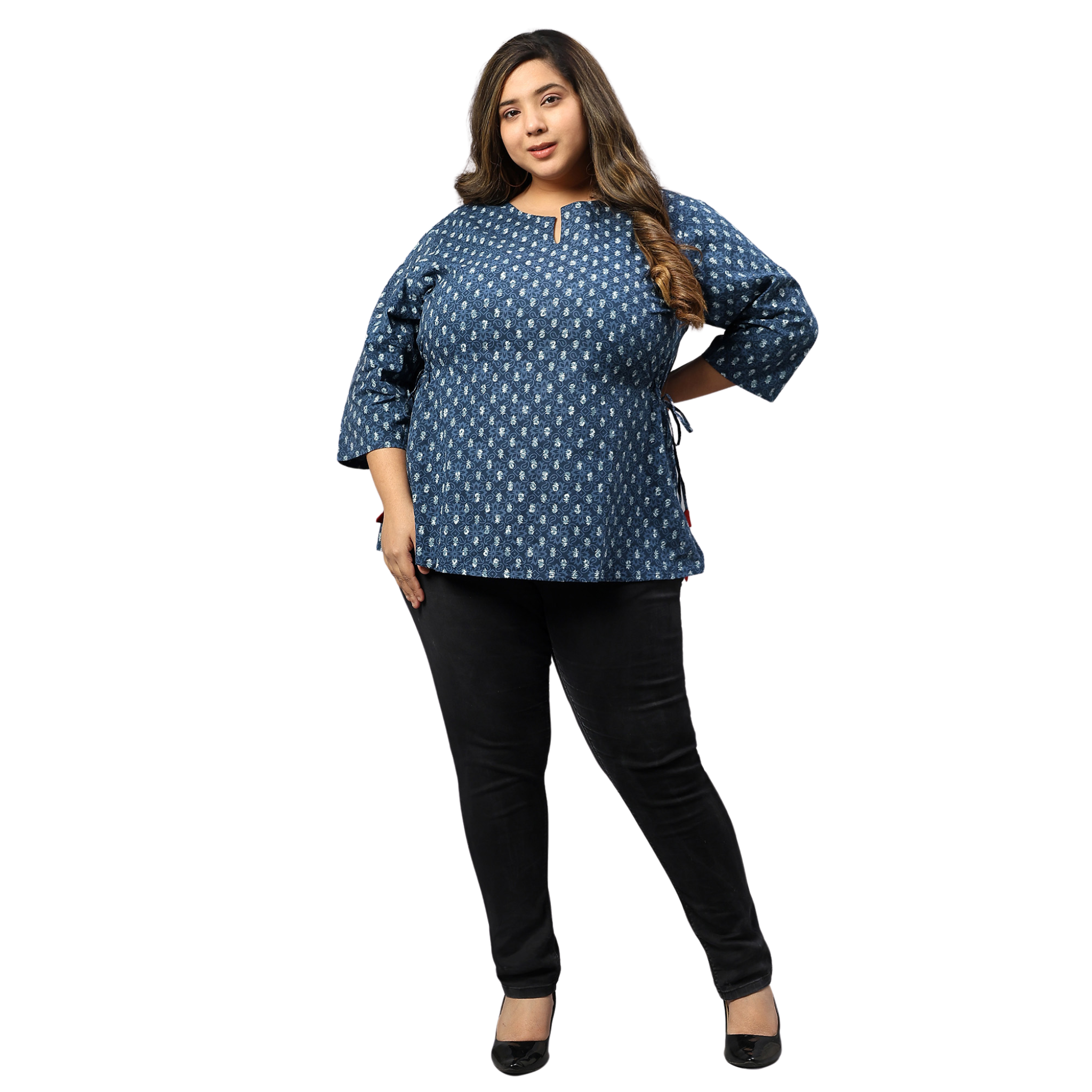 Blue Indigo Hand Block Plus Size Tunic