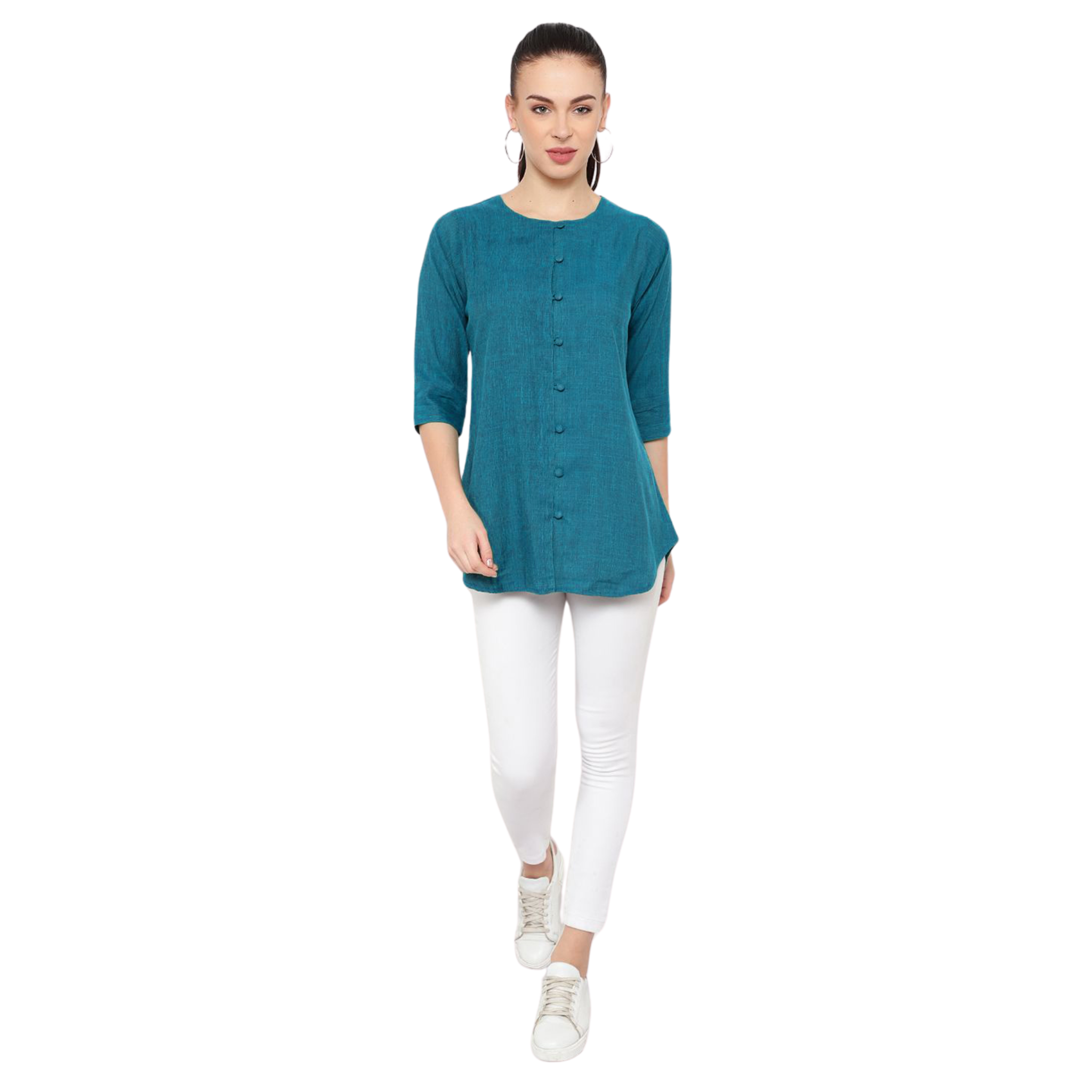 Turquoise Cotton Linen Tunic