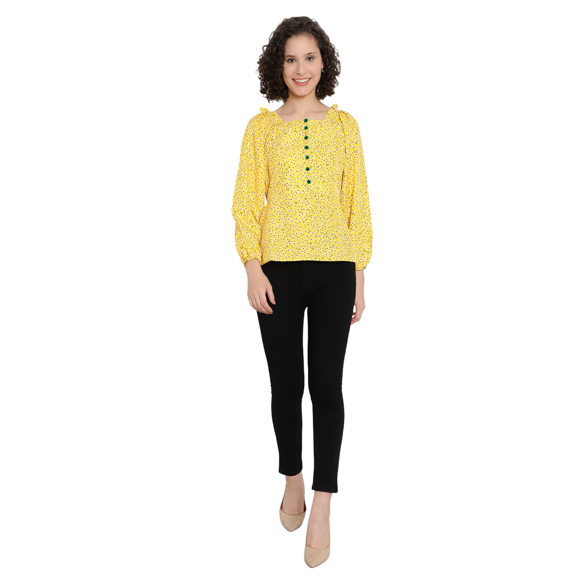 Yellow Floral Print Top