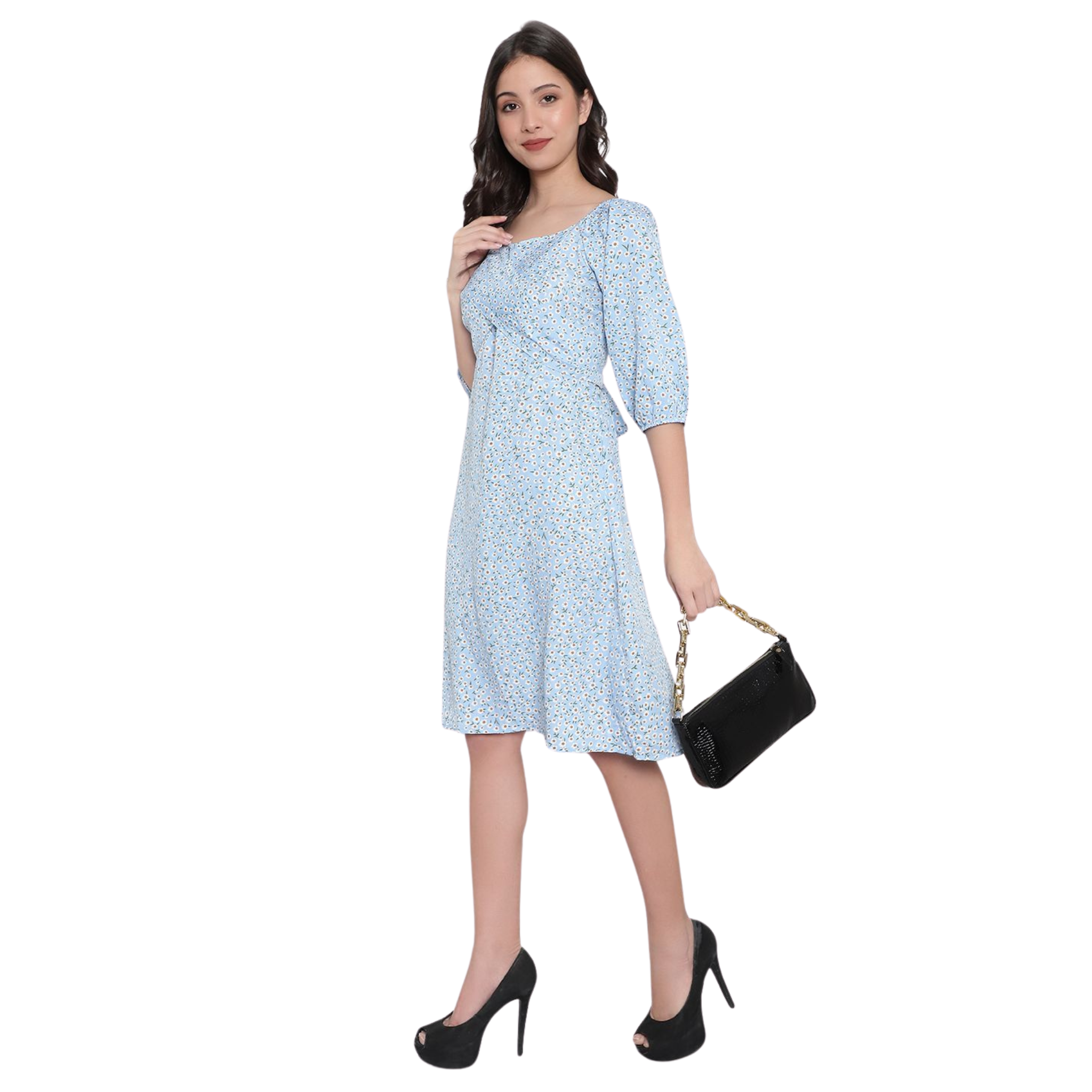 Blue Floral Smock Dress