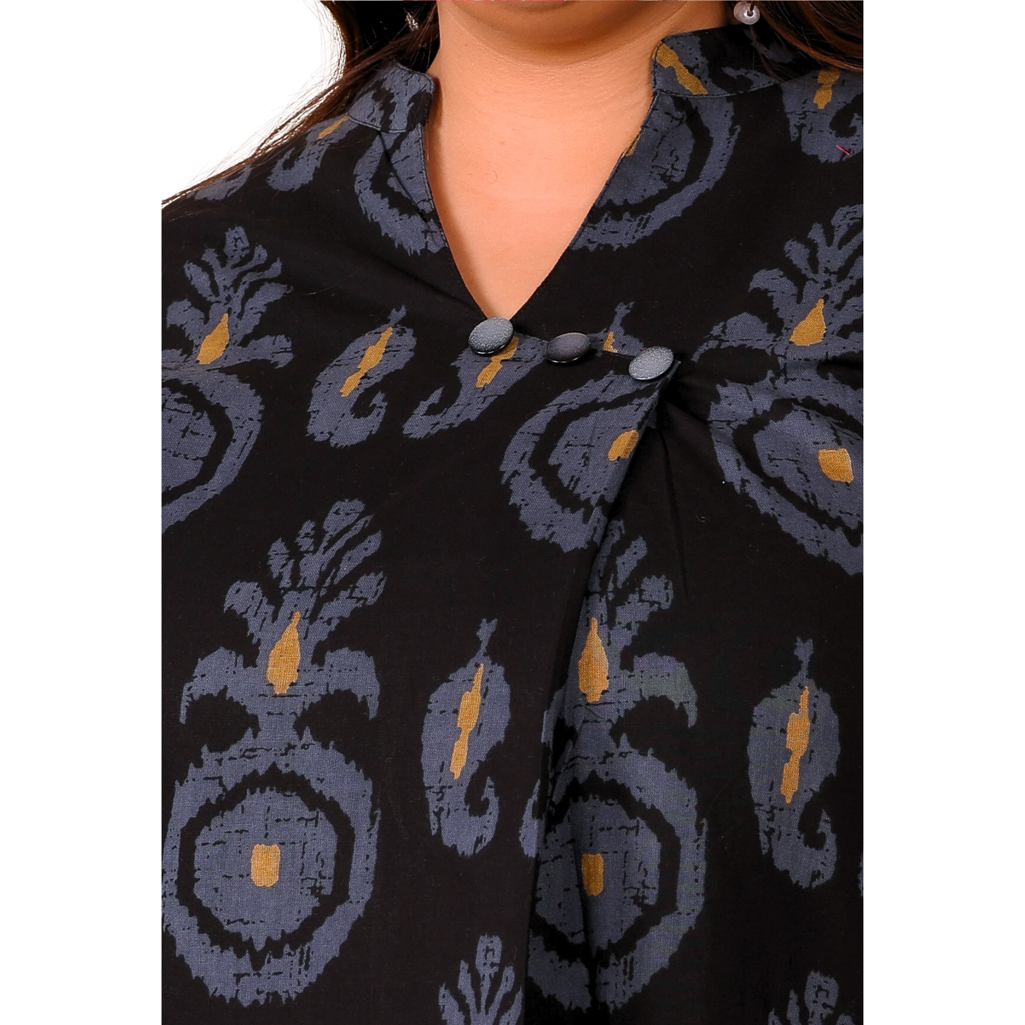 Black Cotton Print Plus Size Co Ord Set