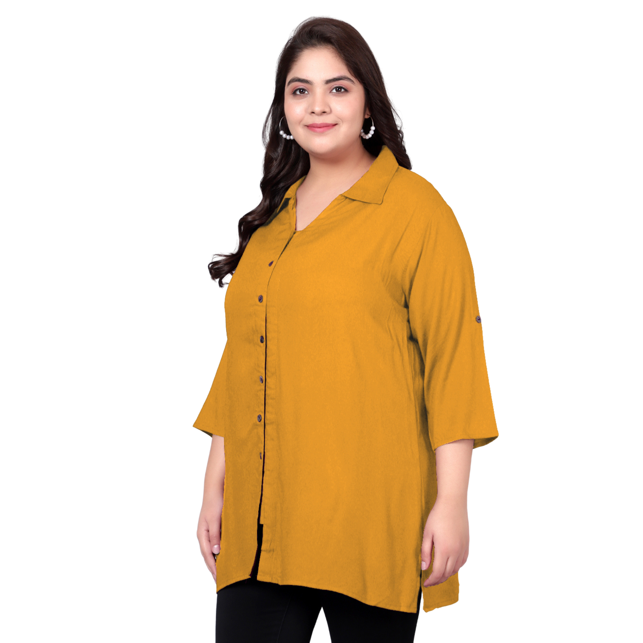 Mustard Longline Plus Size Shirt