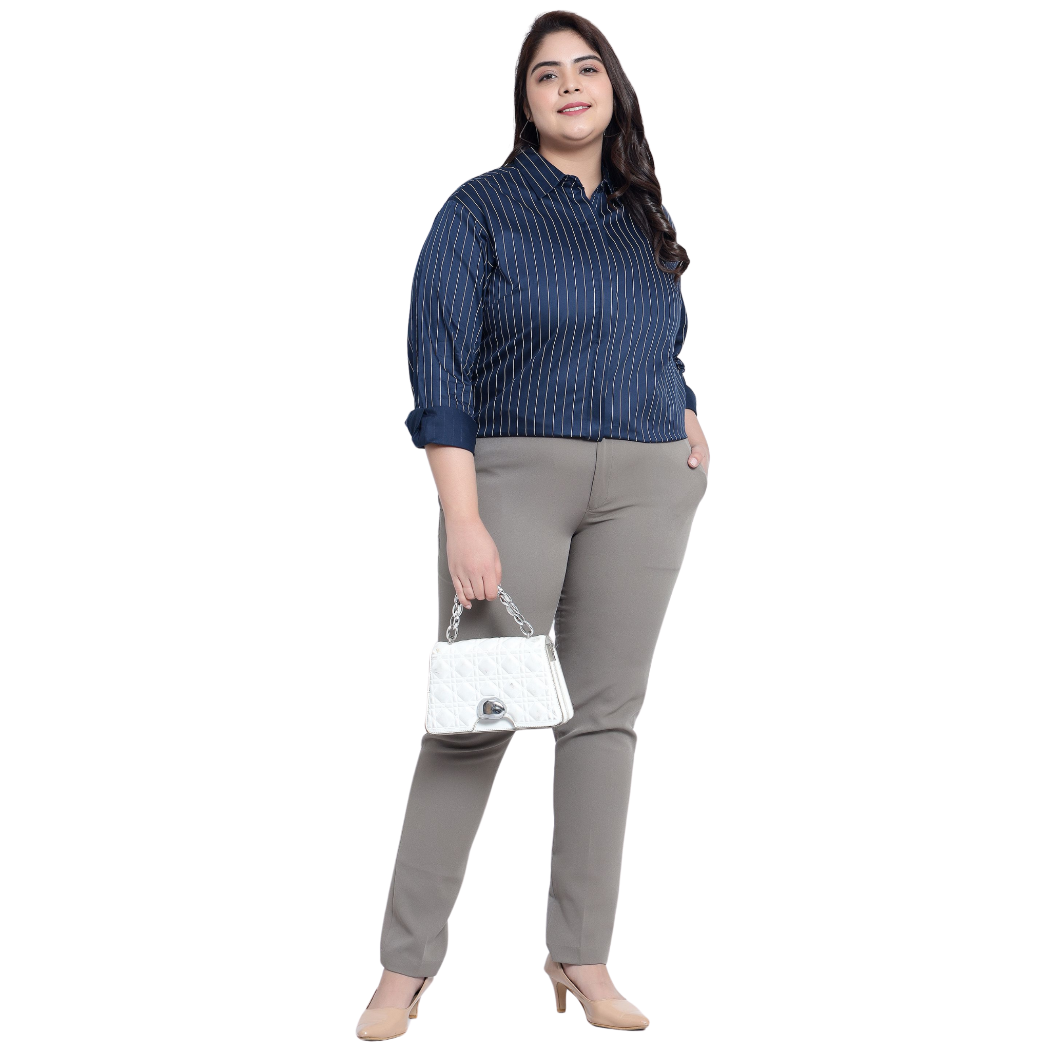 Blue Stripe Formal Plus Size Shirt