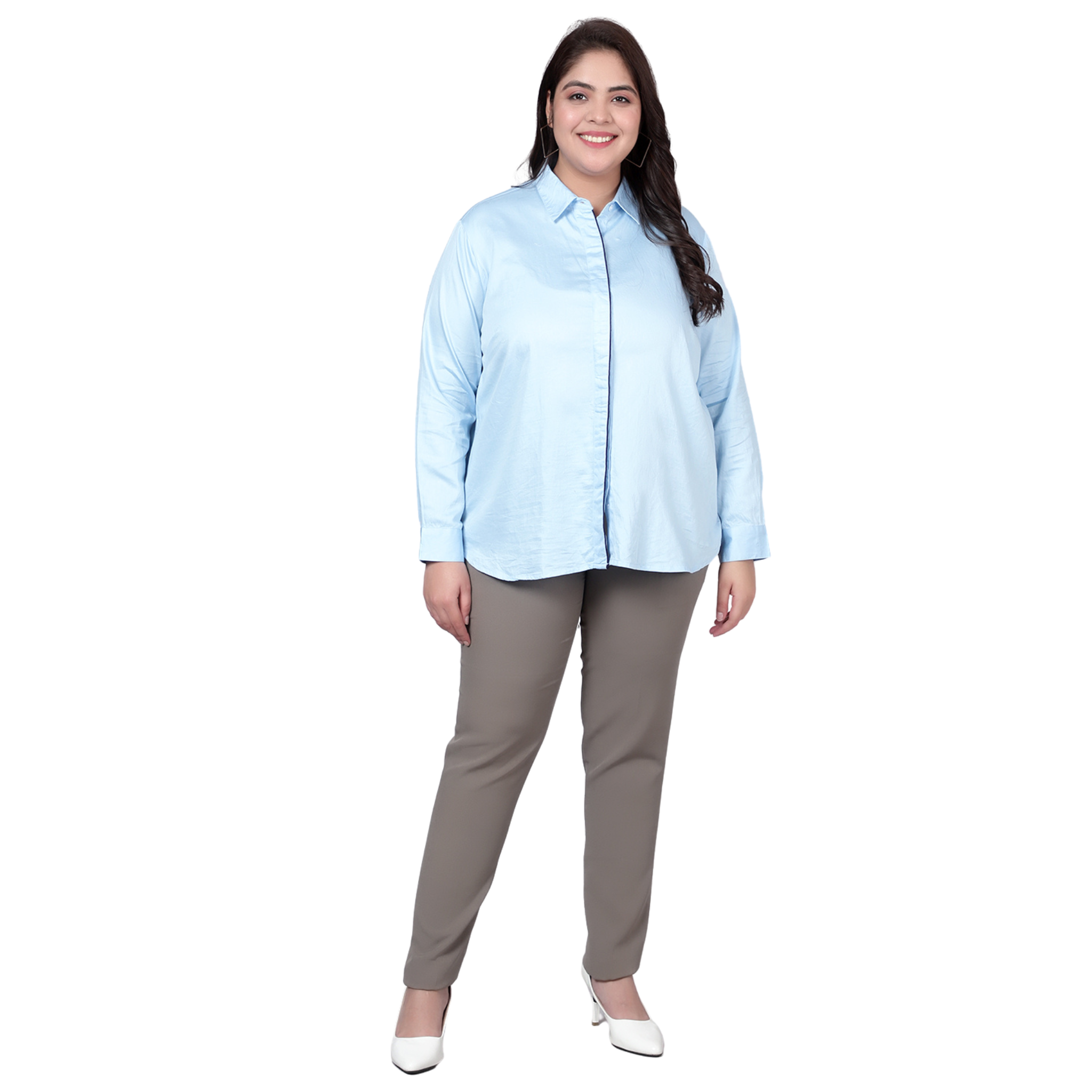 Blue Formal Plus Size Shirt