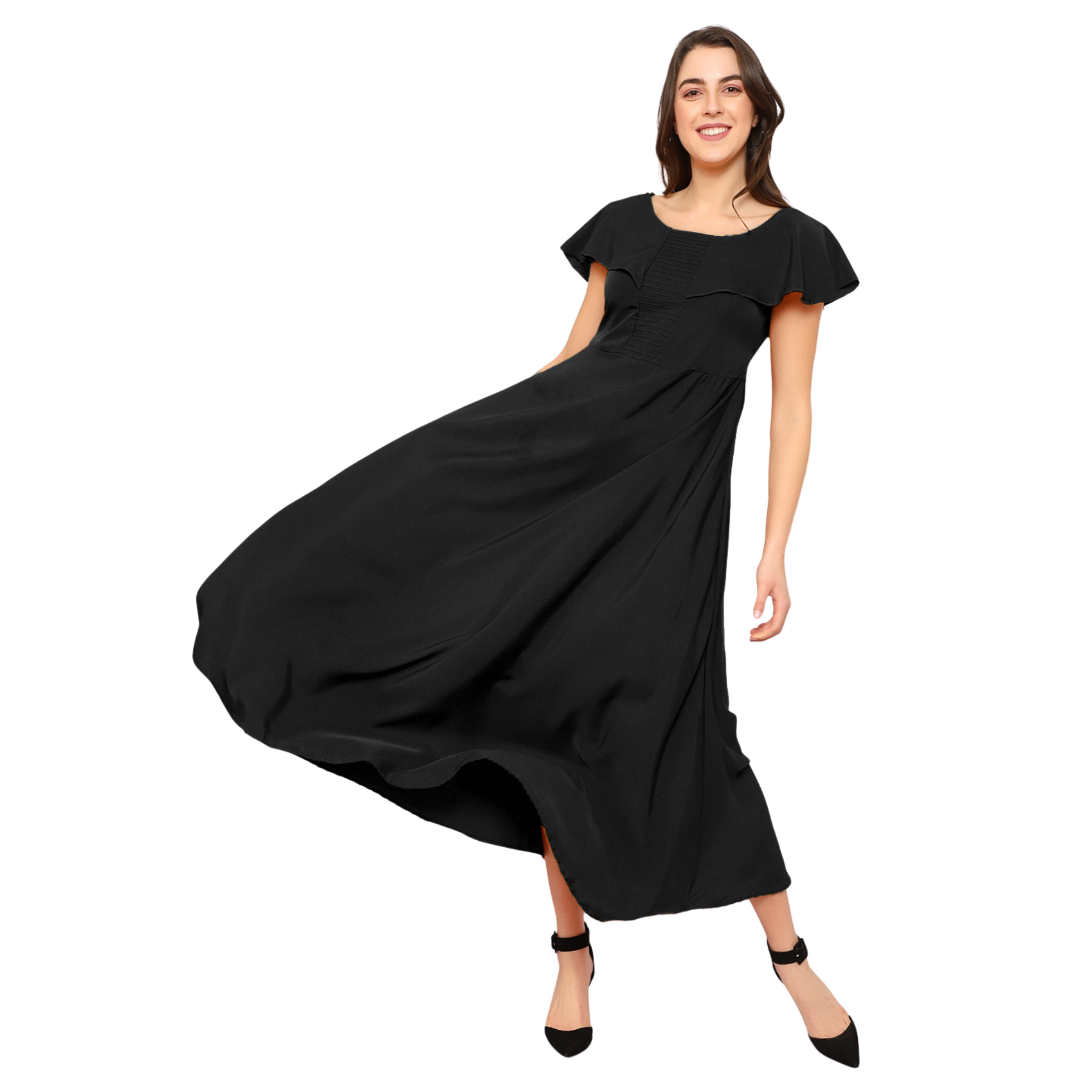 Black Solid Maxi Dress