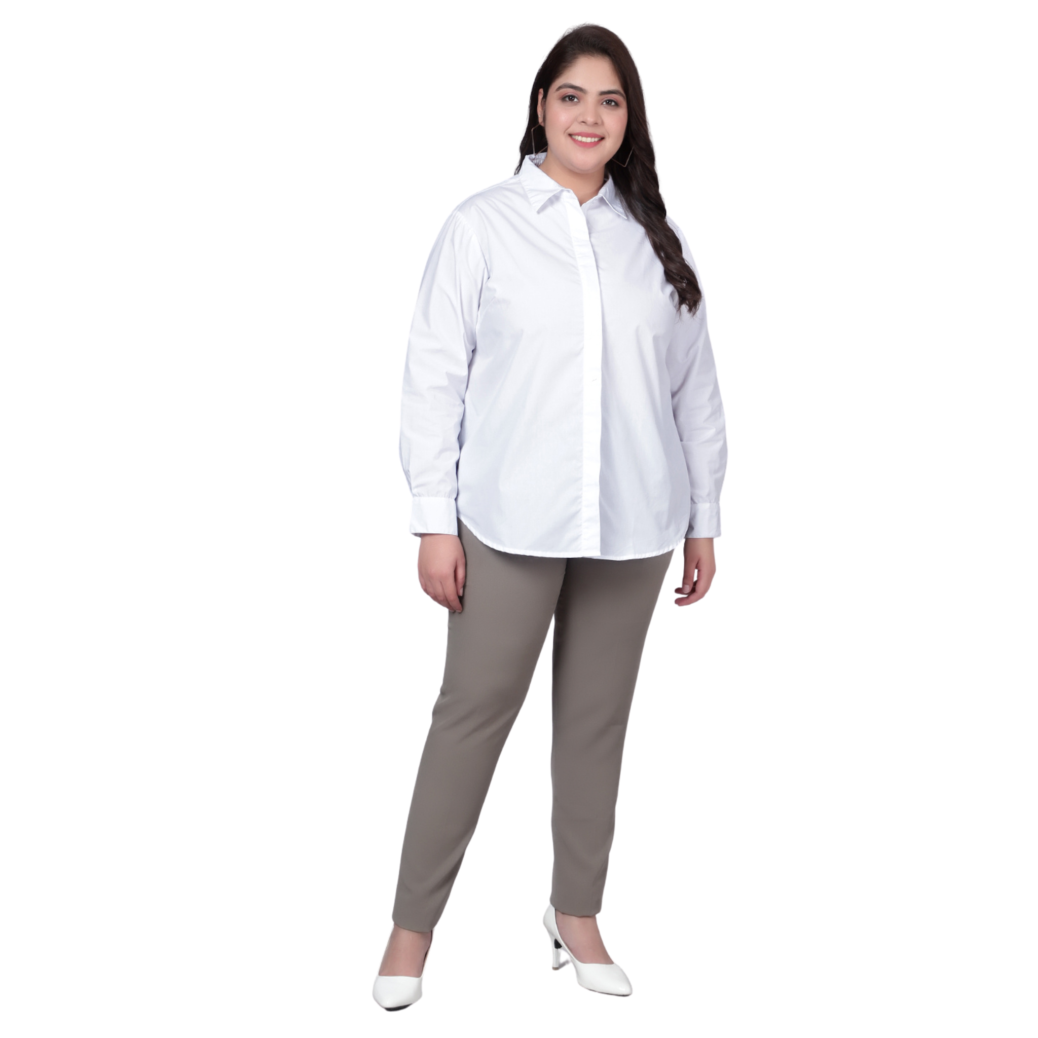 White Slim Fit Formal Plus Size Shirt