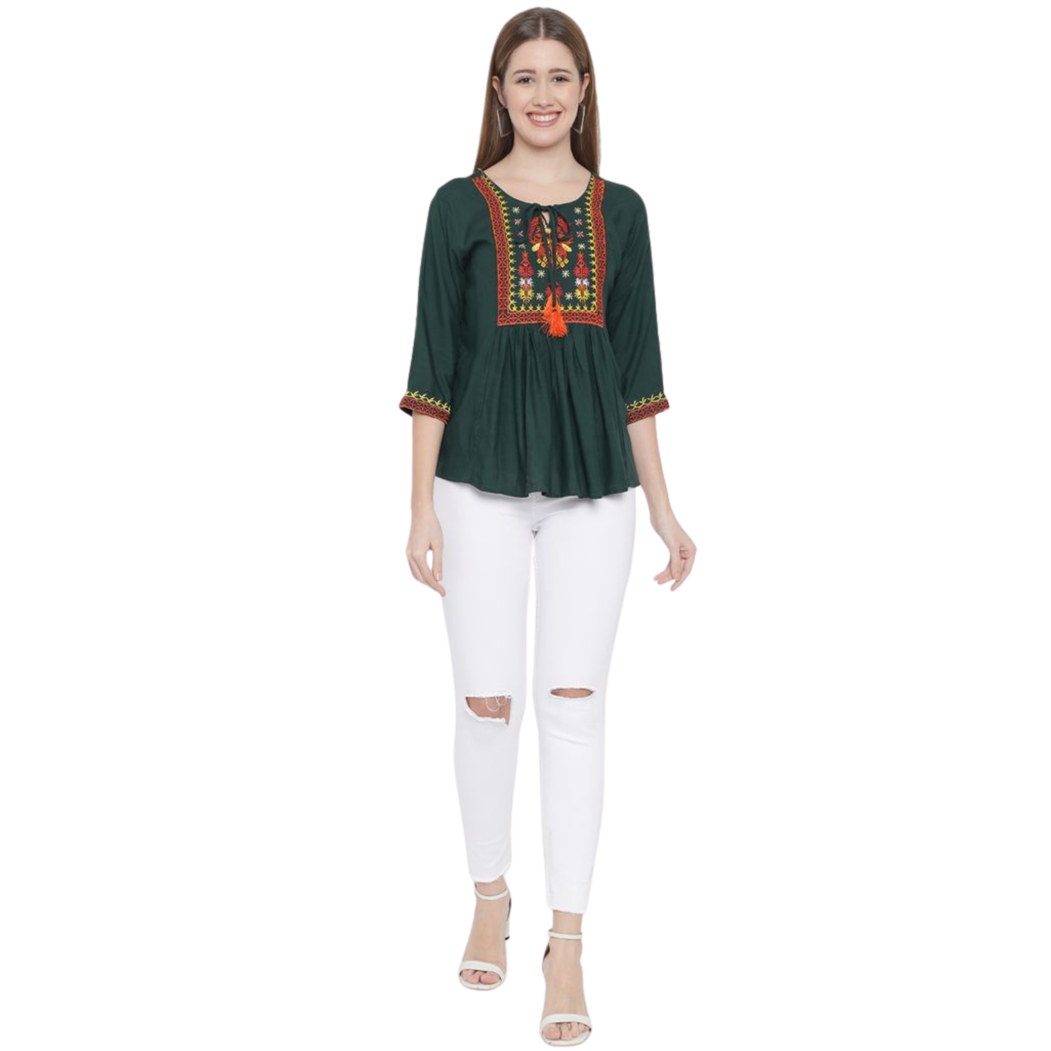 Dark Green Embroidered Tunic