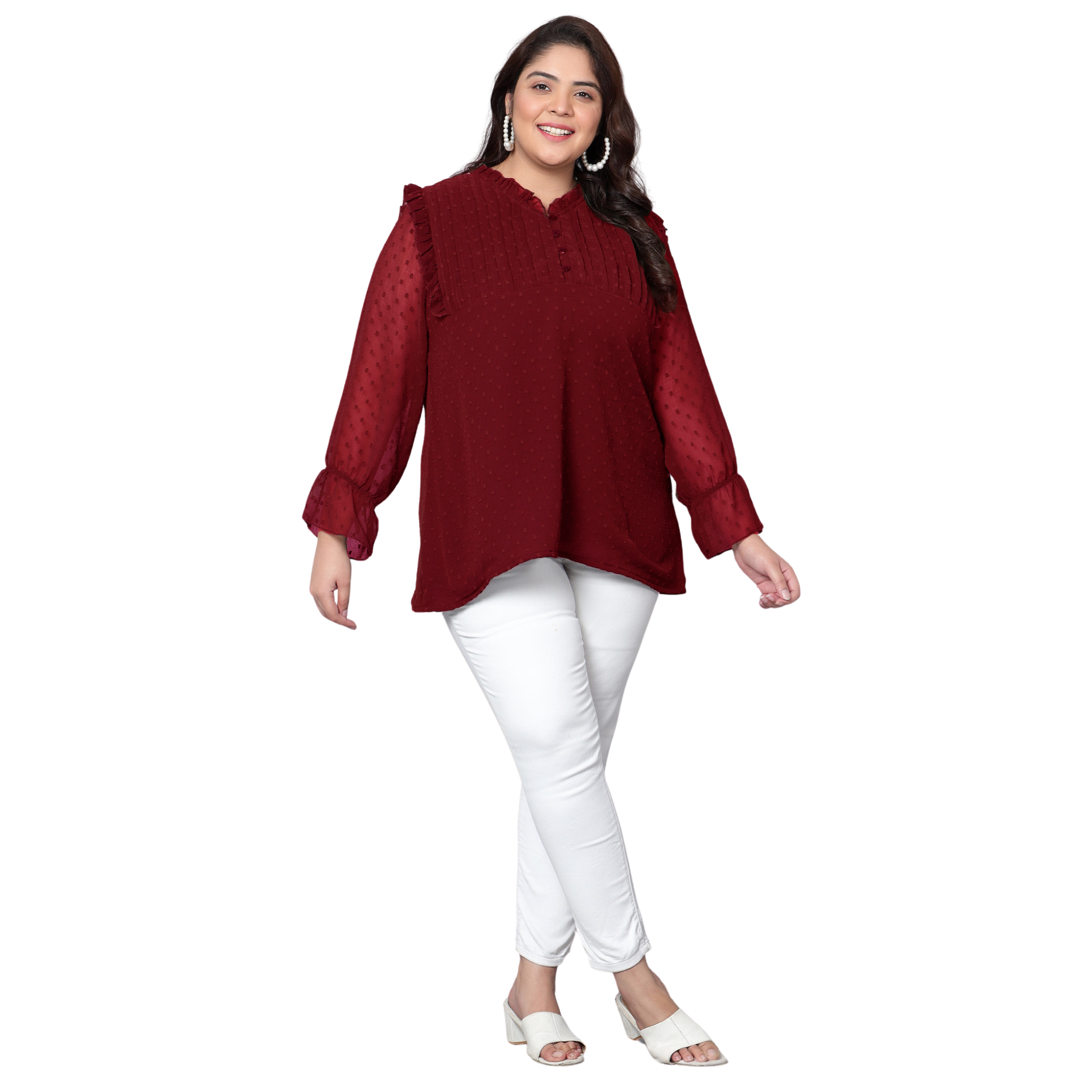 Red Georgette Plus Size Tunic