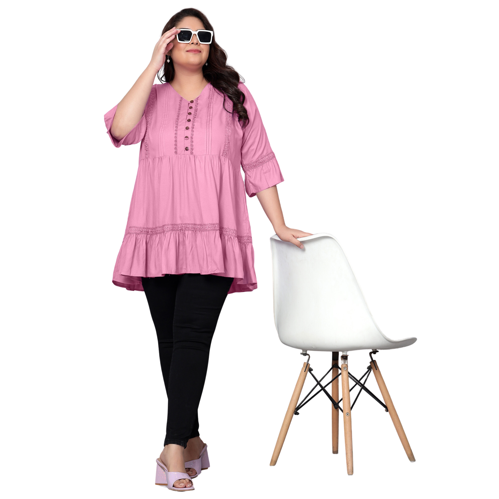 Pink Lace Plus Size Tunic