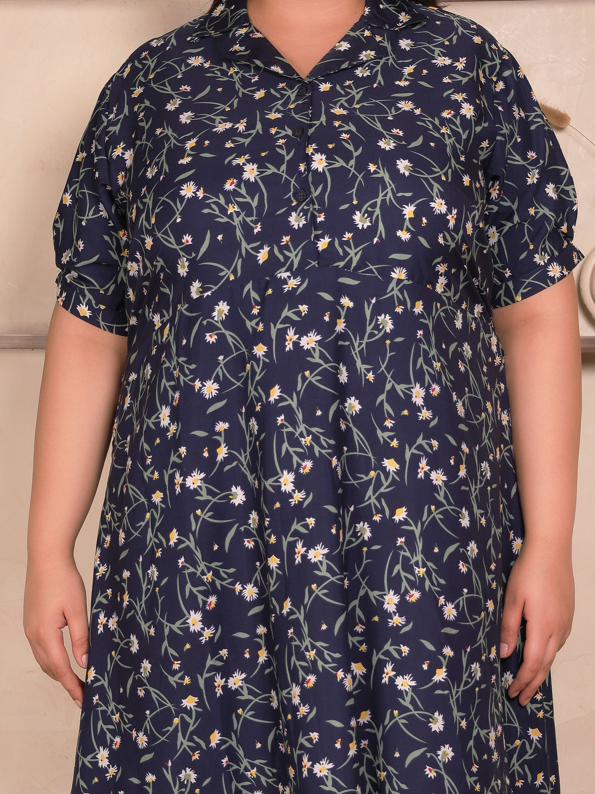 Blue Floral Fit And Flare Plus Size Maxi Dress