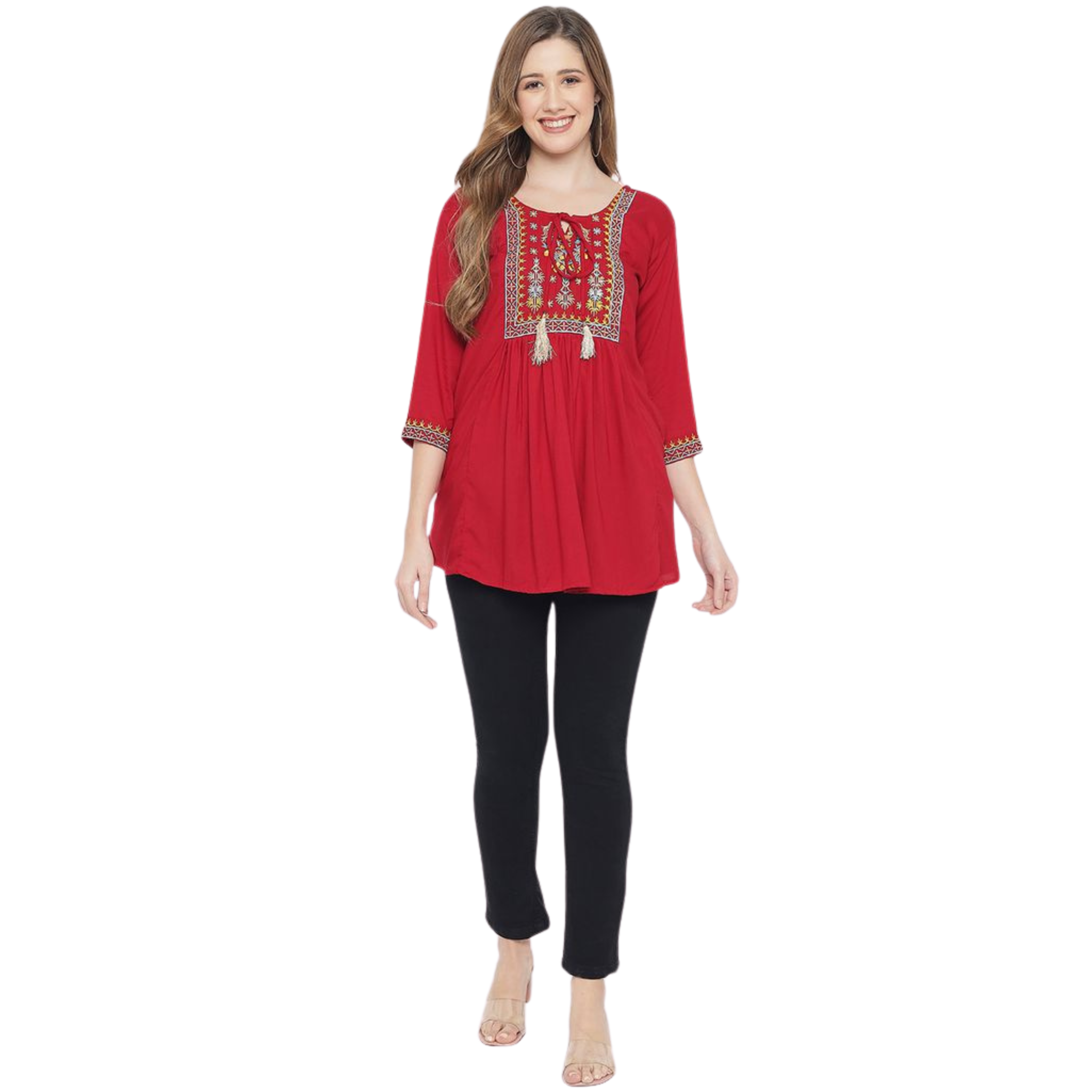 Red Embroidered Tunic