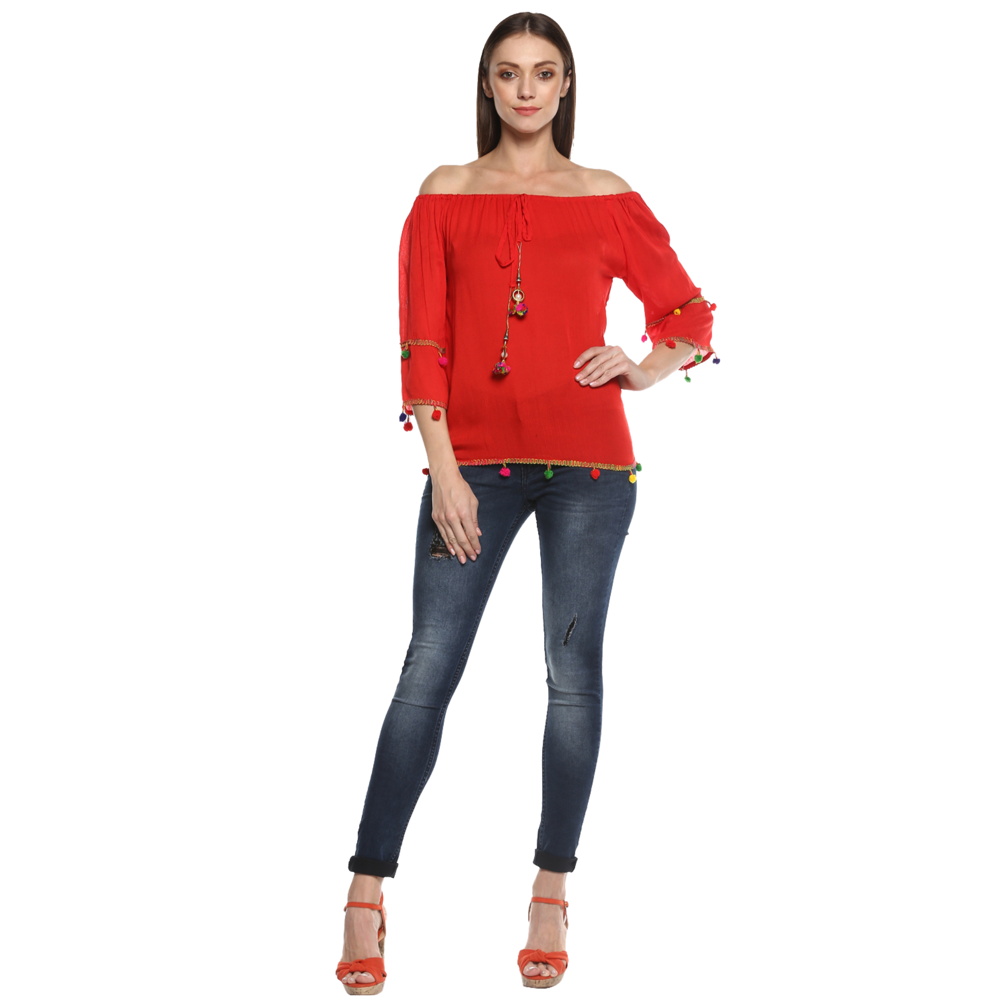 Red Pom Pom Top
