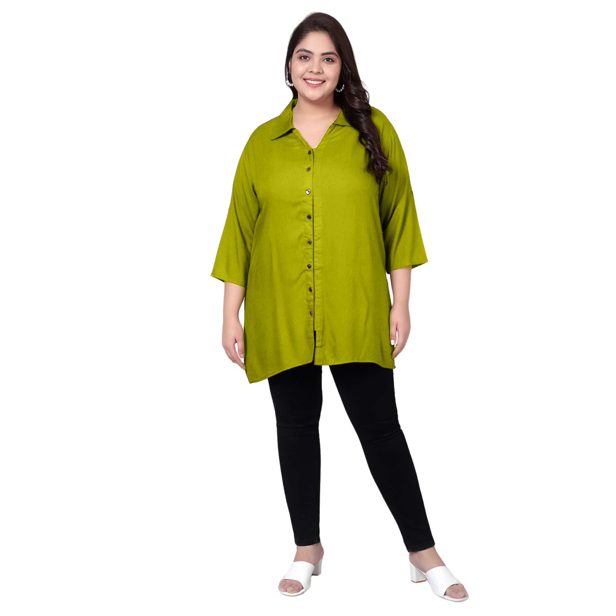 Light Green Longline Plus Size Shirt