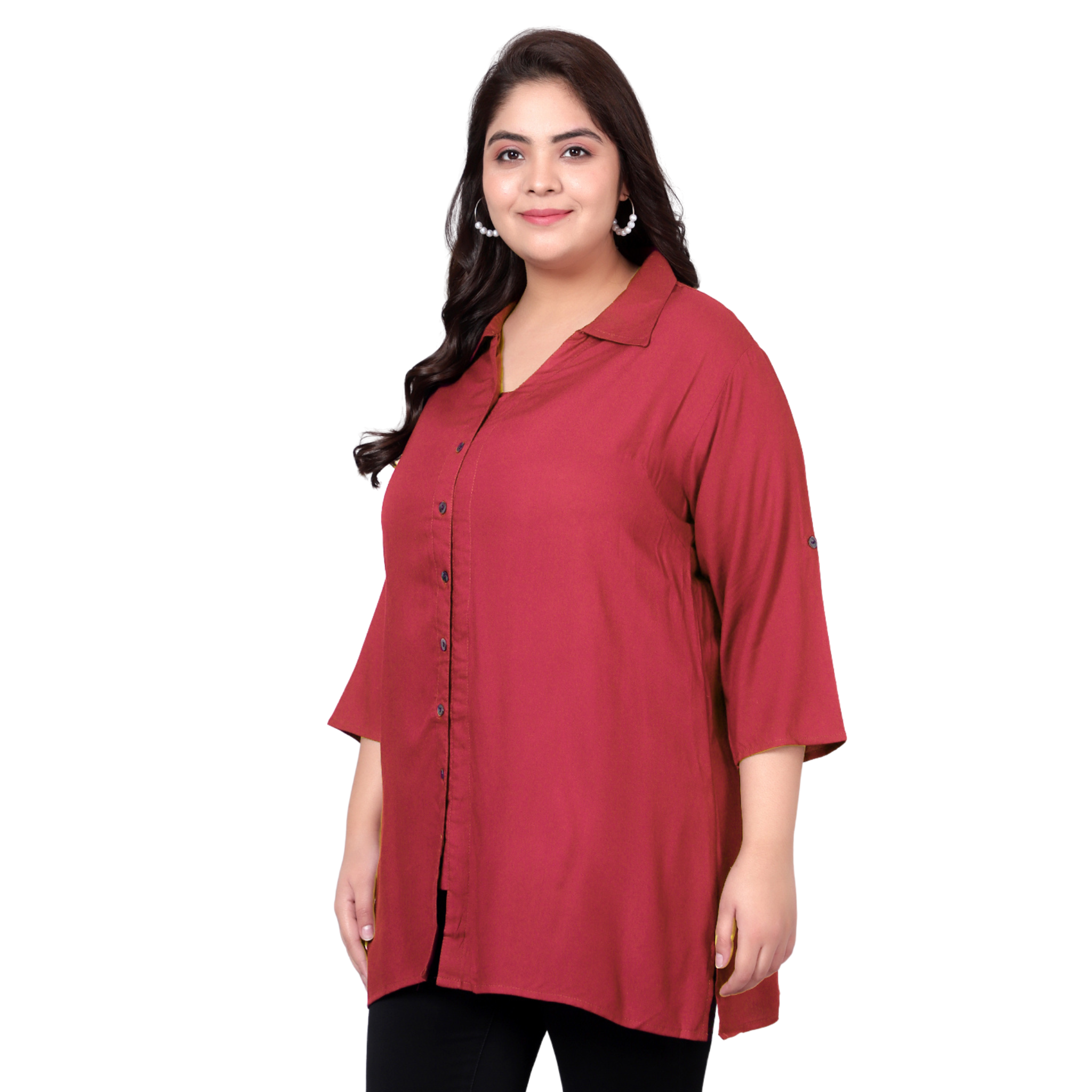 Red Longline Plus Size Shirt