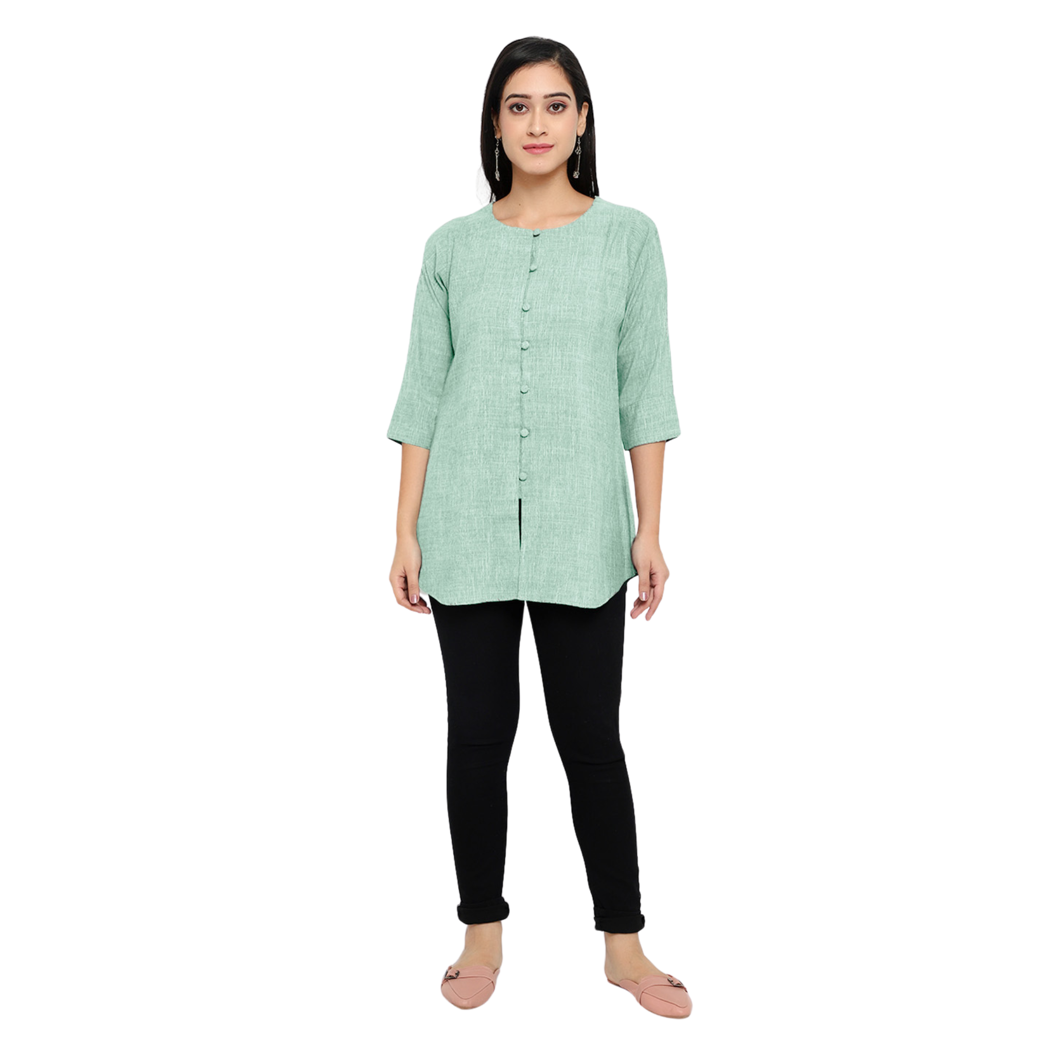 Green Cotton Linen Tunic