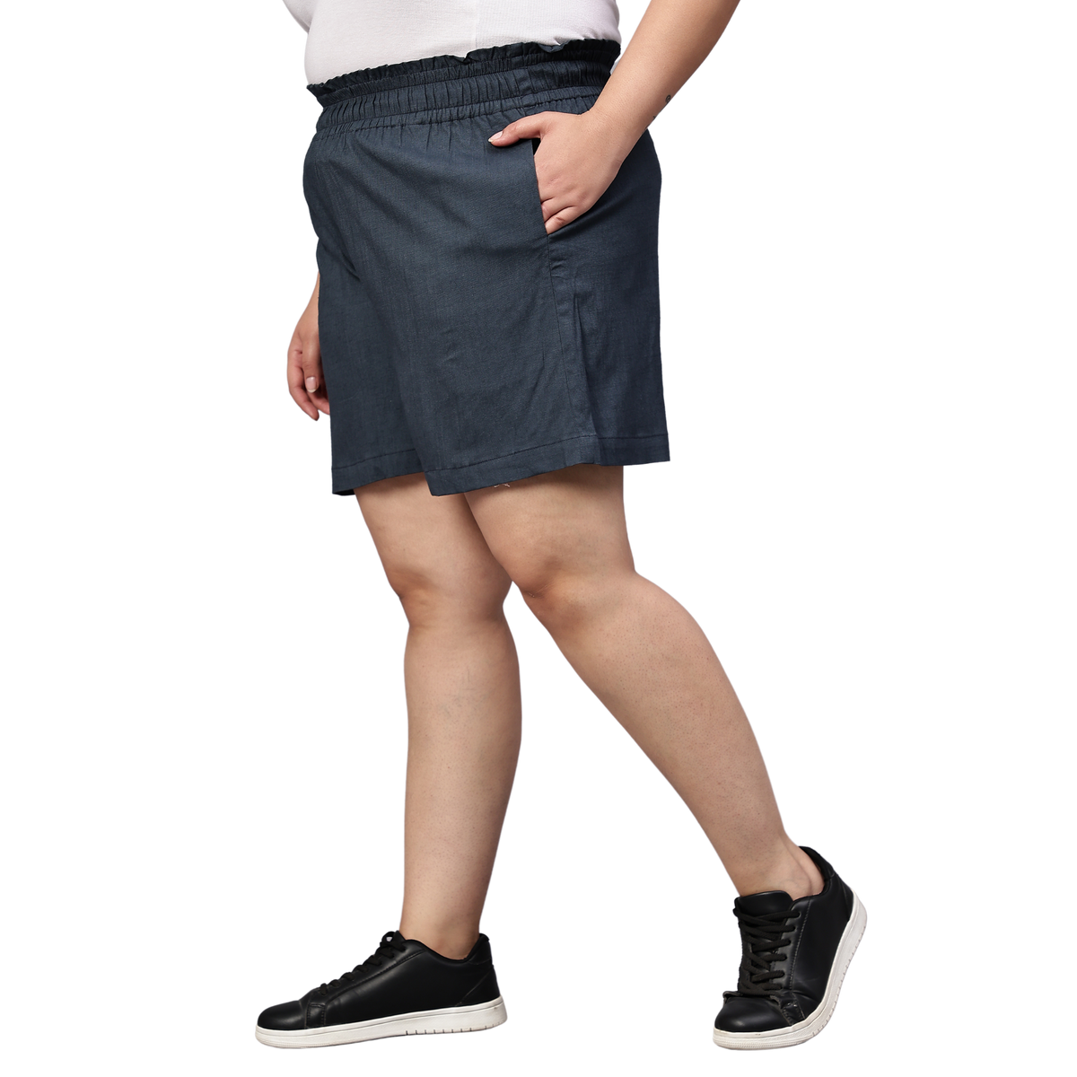 Grey Cotton Plus Size Shorts