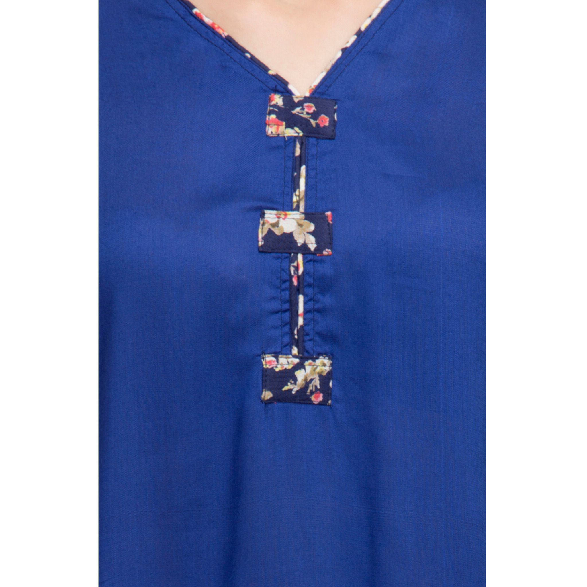 Blue Solid Asymmetrical Top