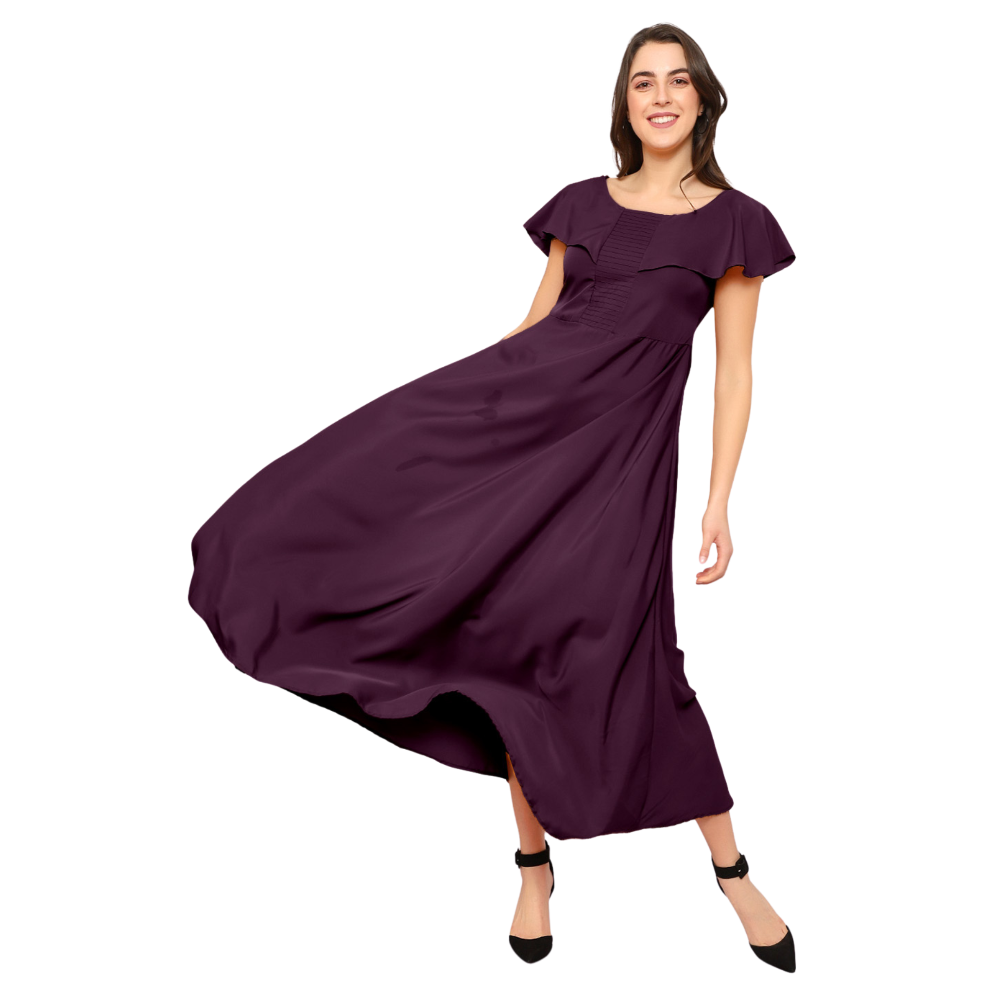 Purple Solid Maxi Dress