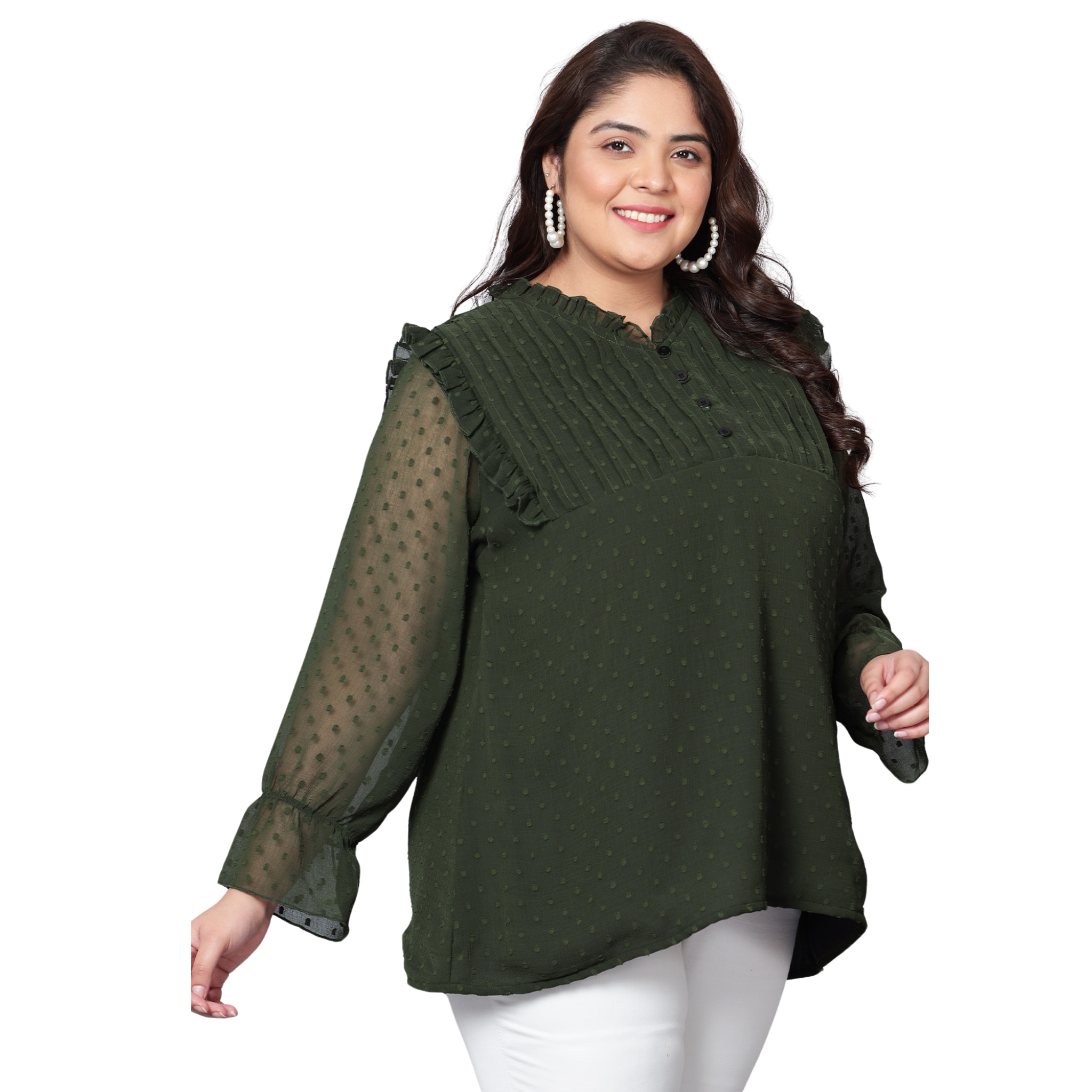 Green Georgette Plus Size Tunic