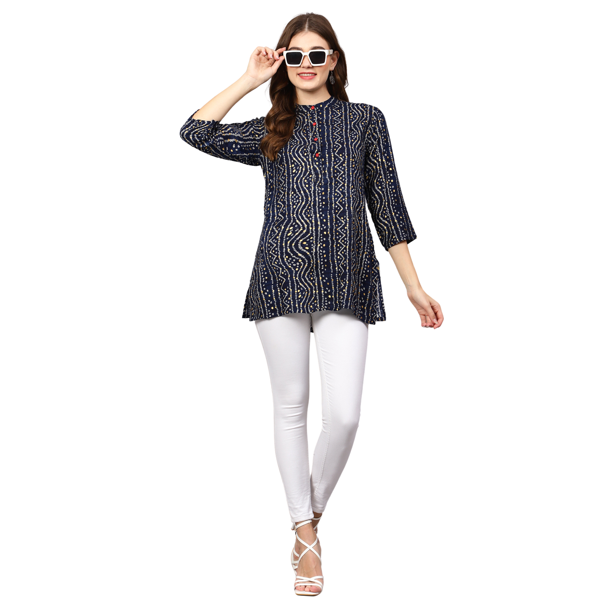 Blue Bandhani Print Tunic