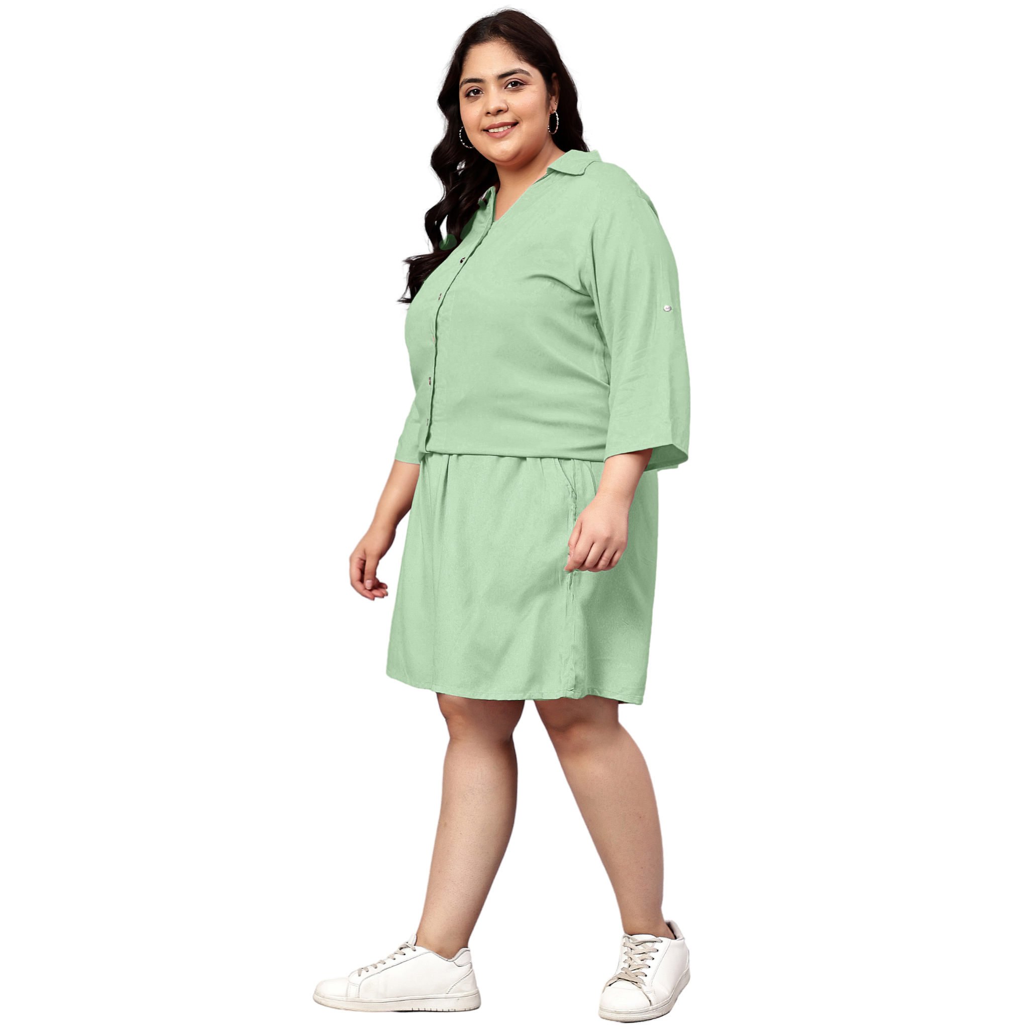 Mint Green Solid Shirt And Short Set
