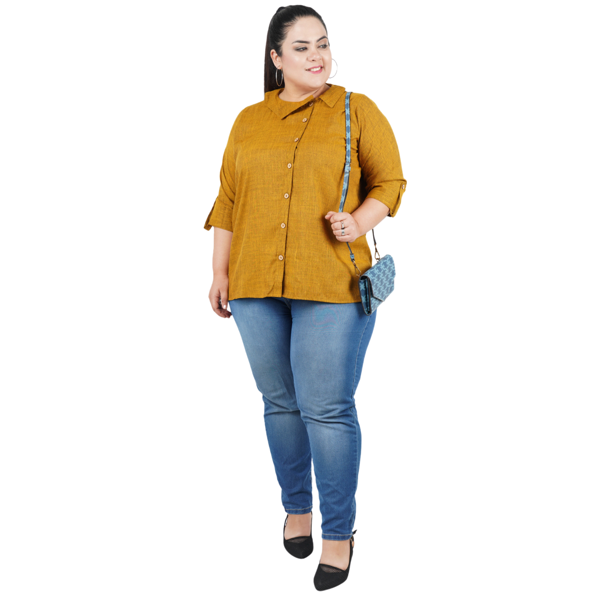Mustard Solid Plus Size Tunic