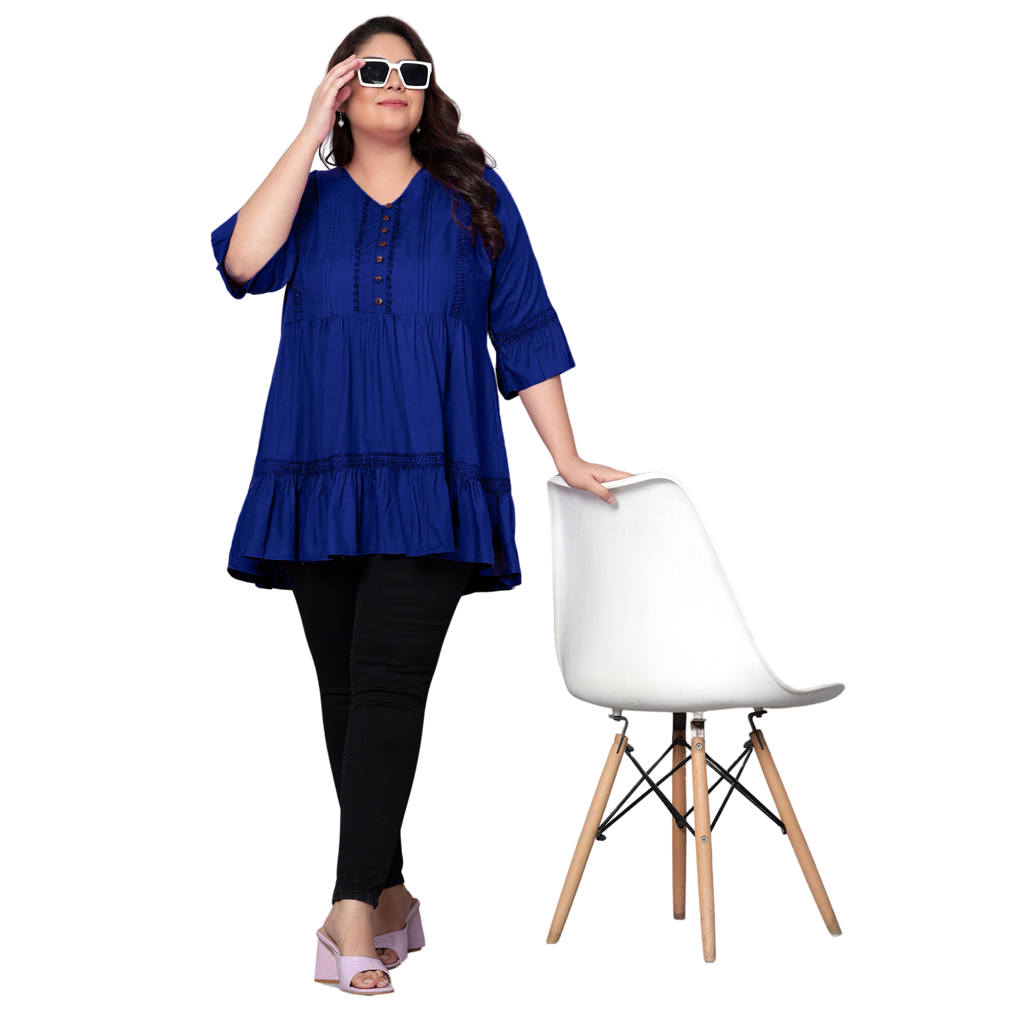 Blue Lace Plus Size Tunic