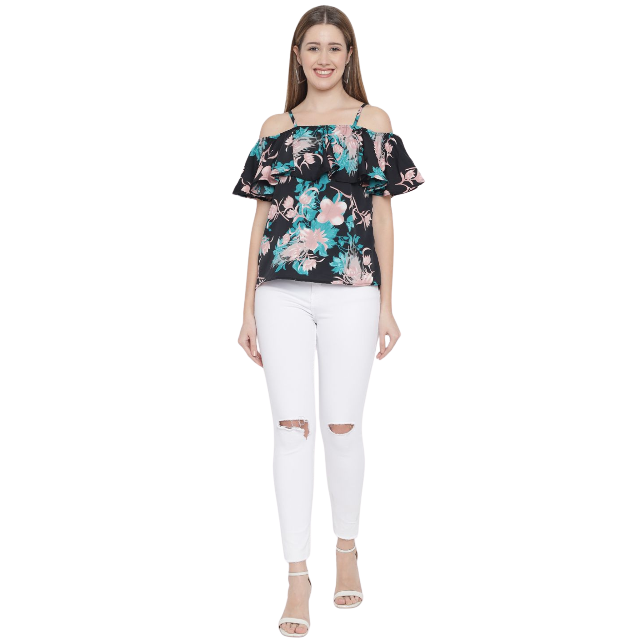 Green Floral Print Top