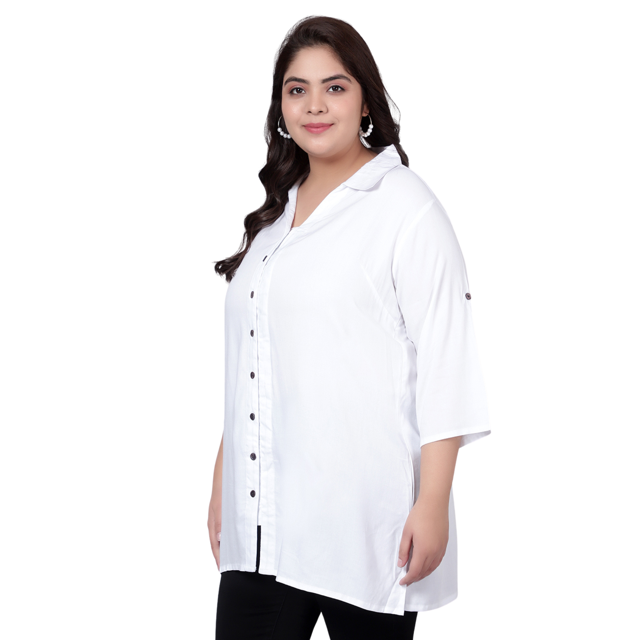 White Longline Plus Size Shirt