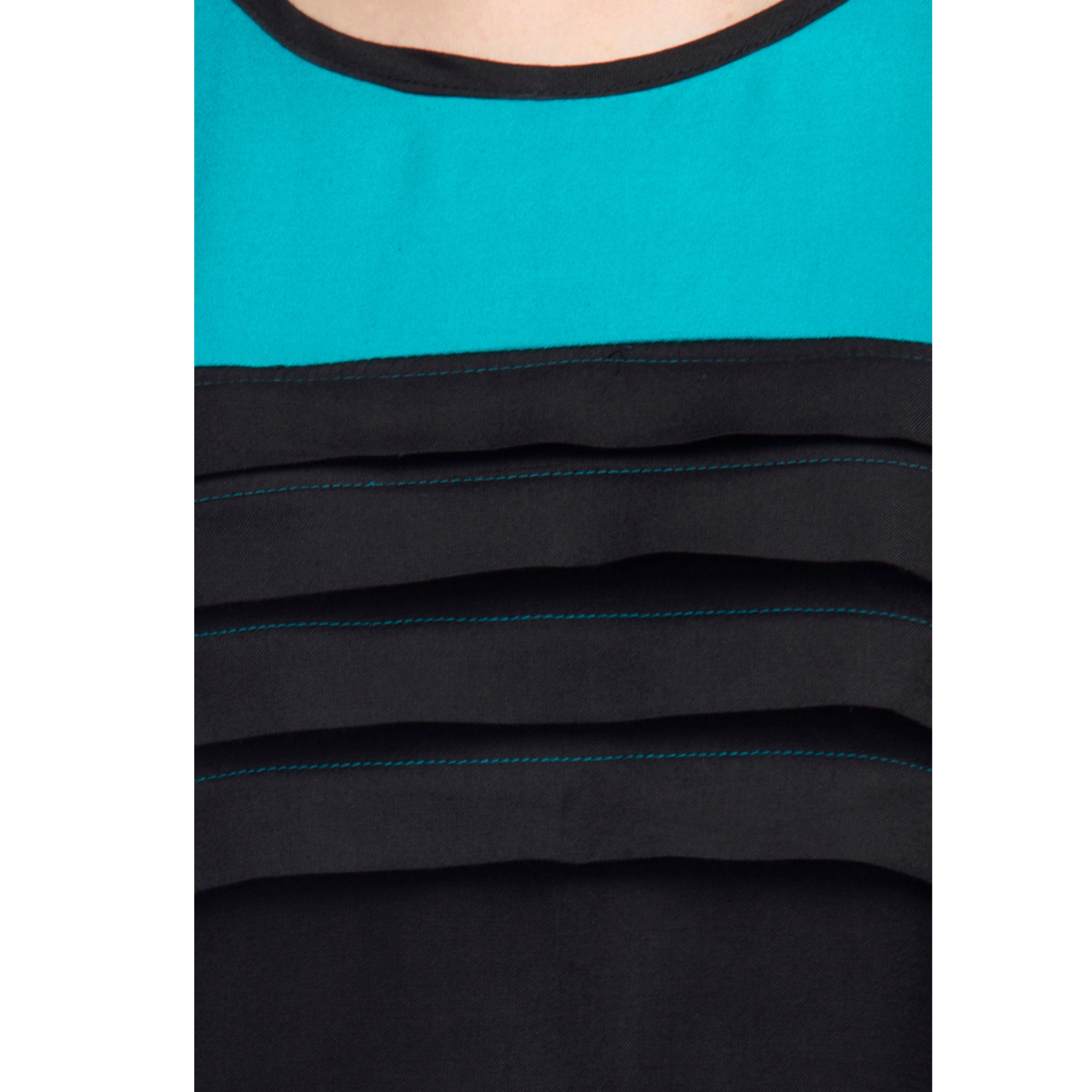 Black And Green Pleated Top