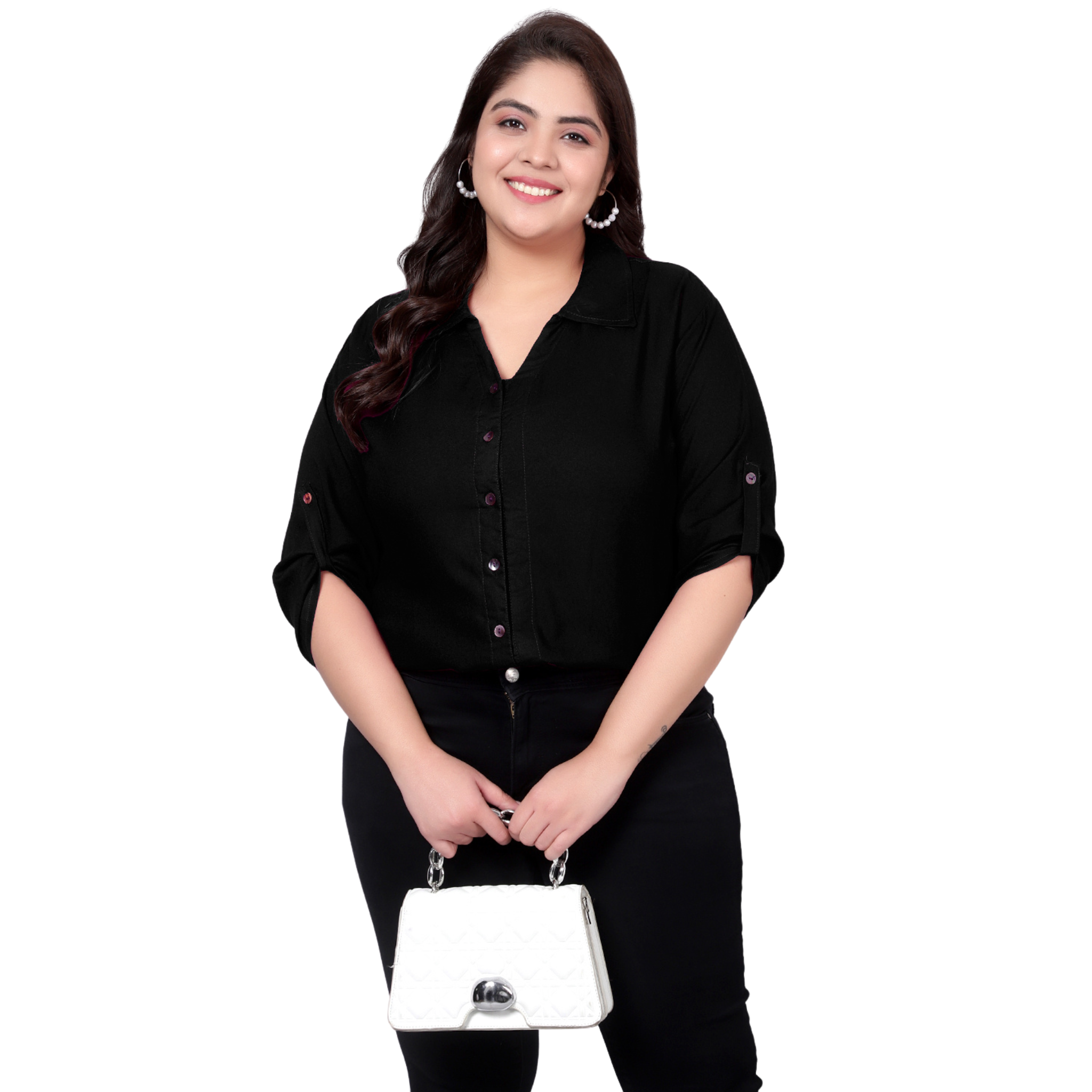 Black Longline Plus Size Shirt