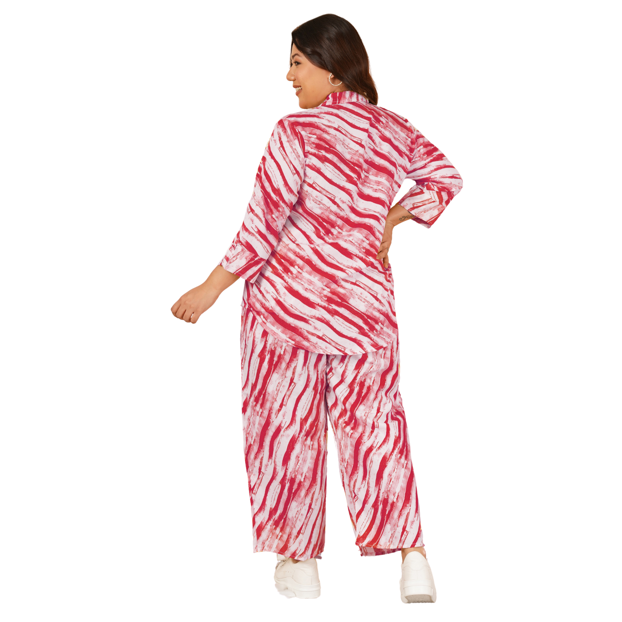 Red Leheriya Print Plus Size Co-Ord Set