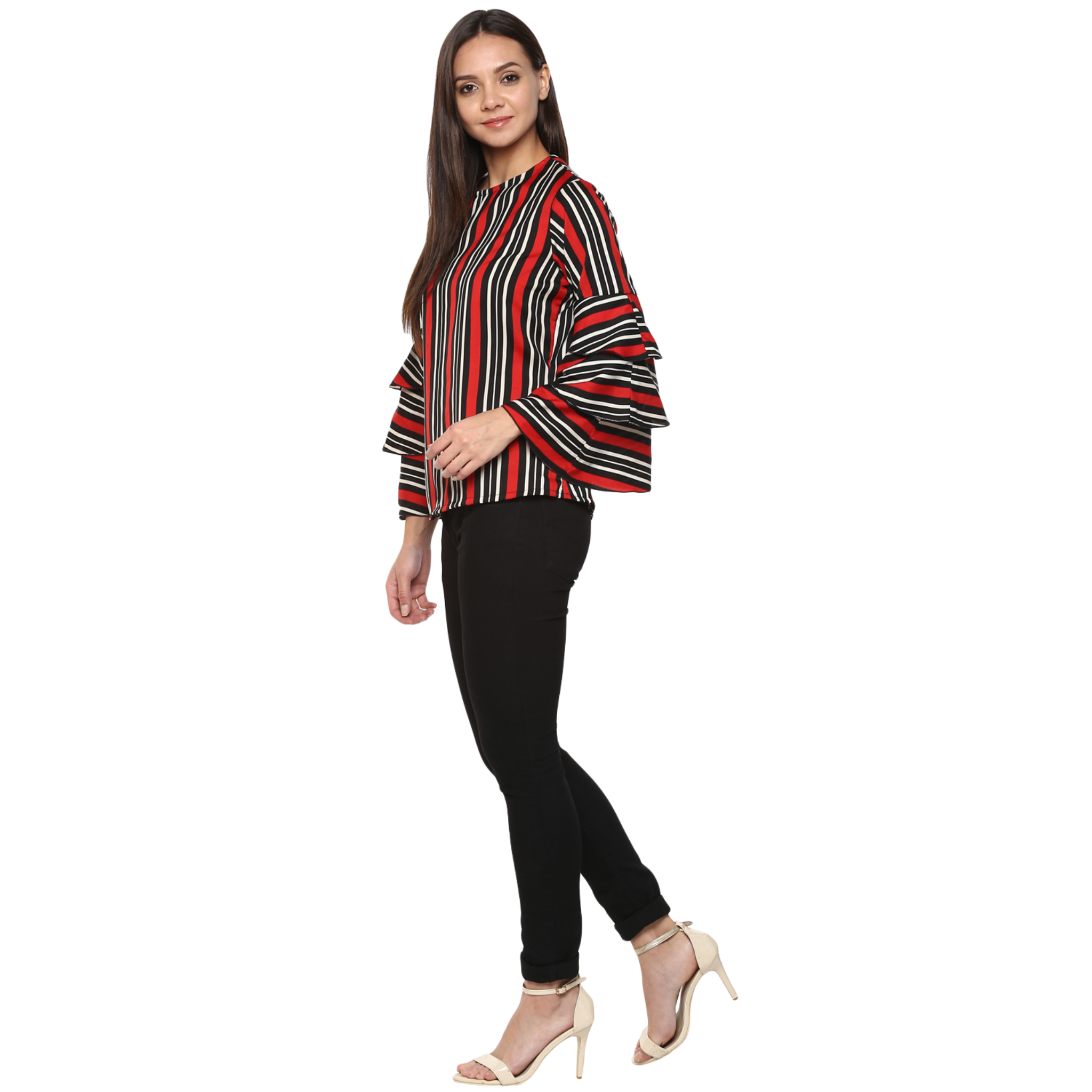 Red Black Stripe Top