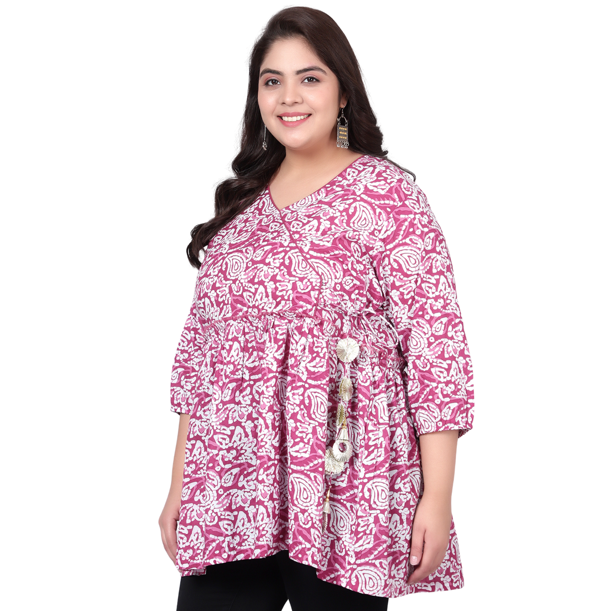Pink Hand Block Print Plus Size Tunic