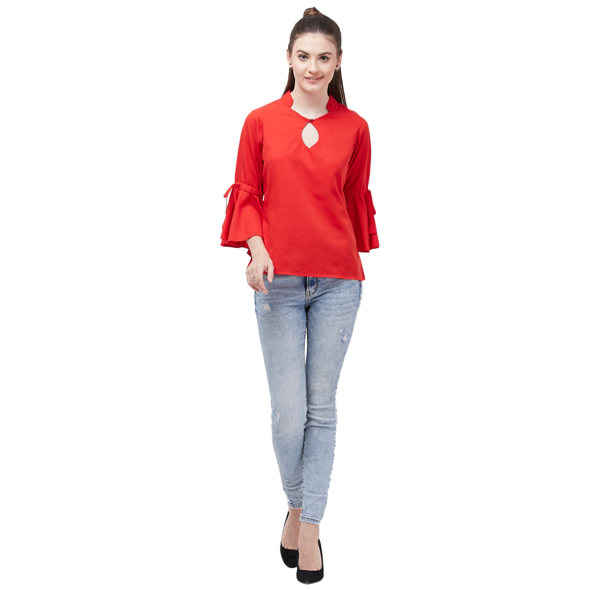 Red Bell Sleeve Top