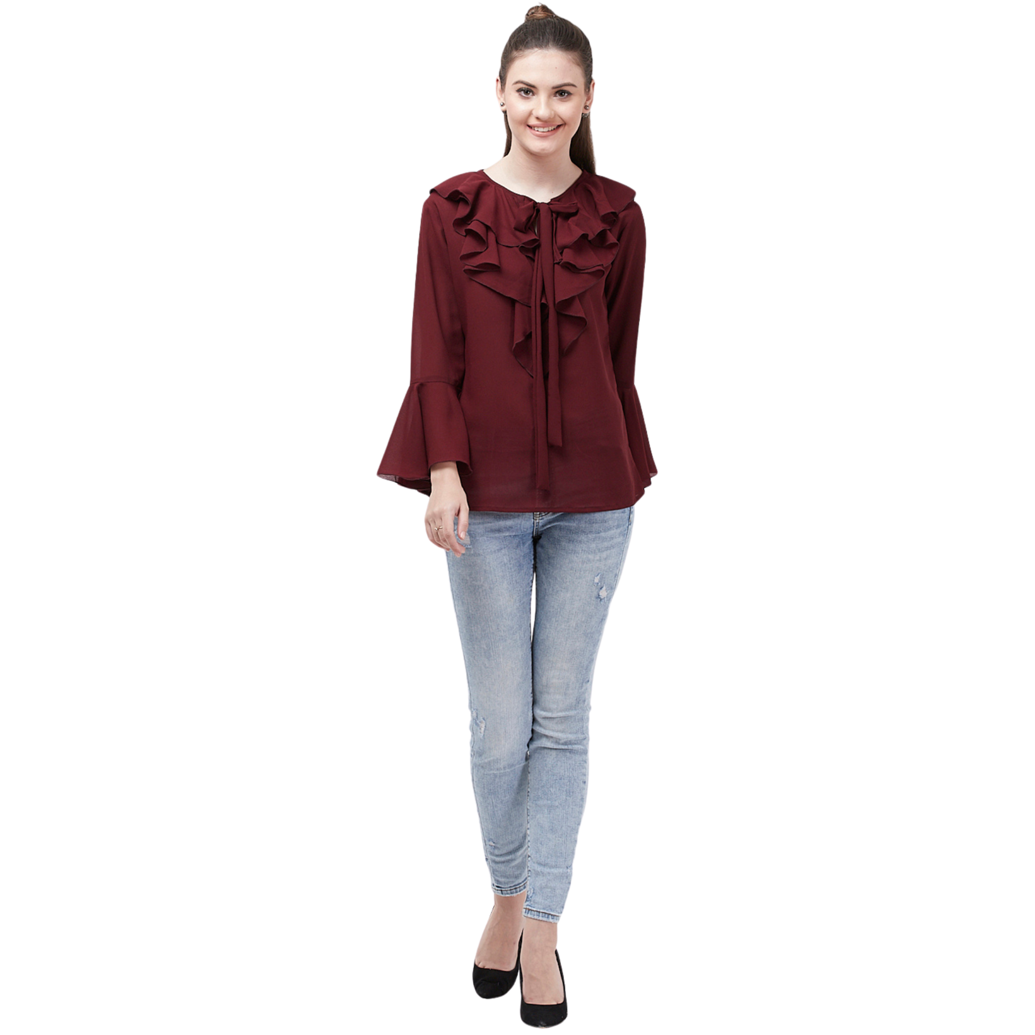 Maroon Flared Top
