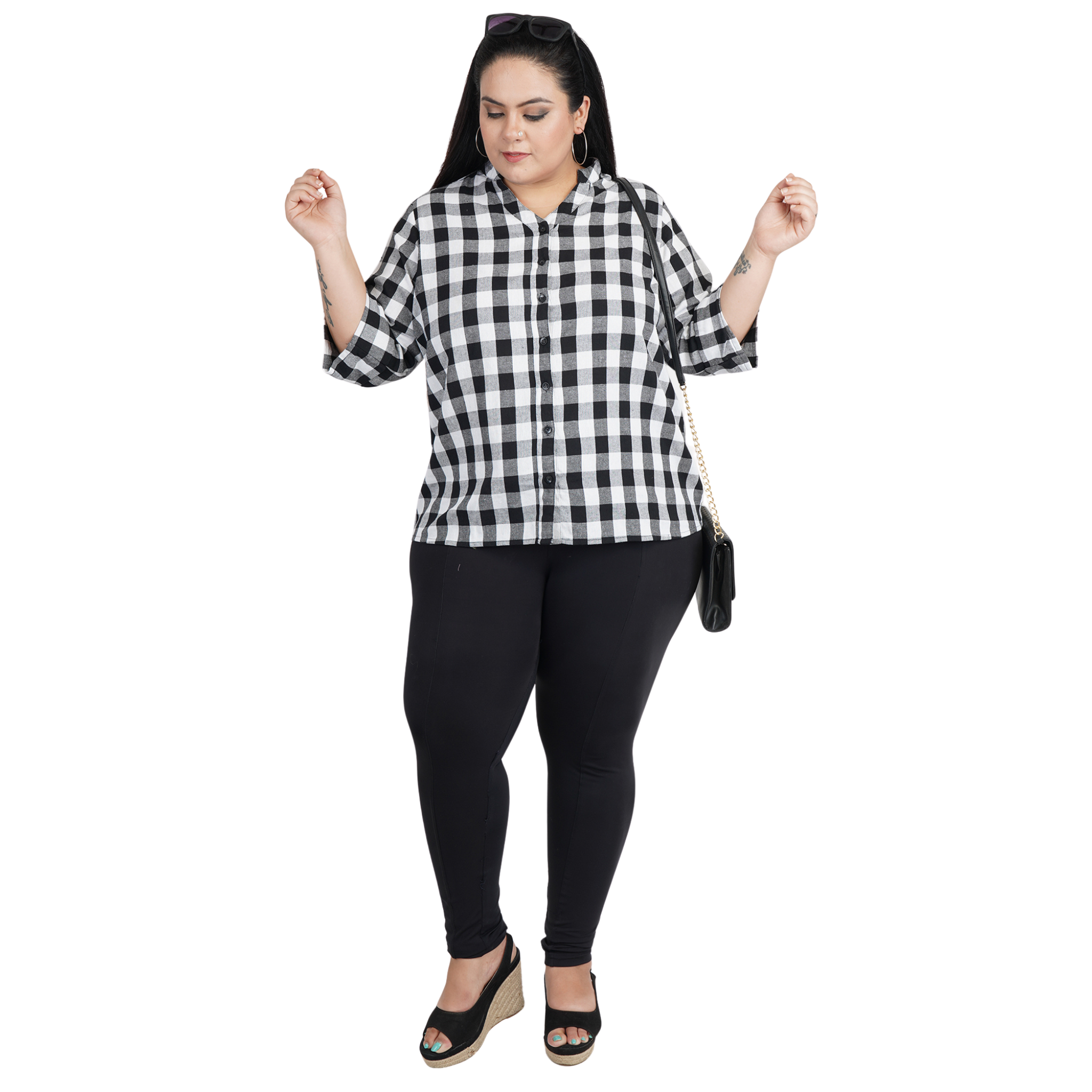 Black Checkered Plus Size Shirt