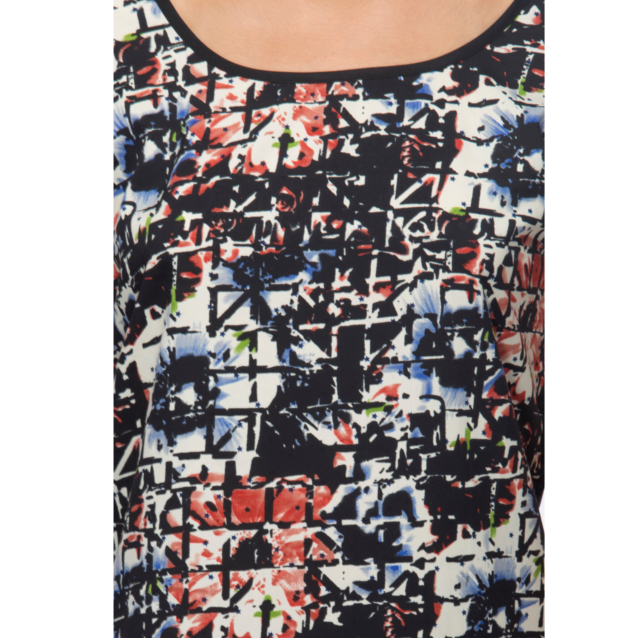 Black Abstract Print Top