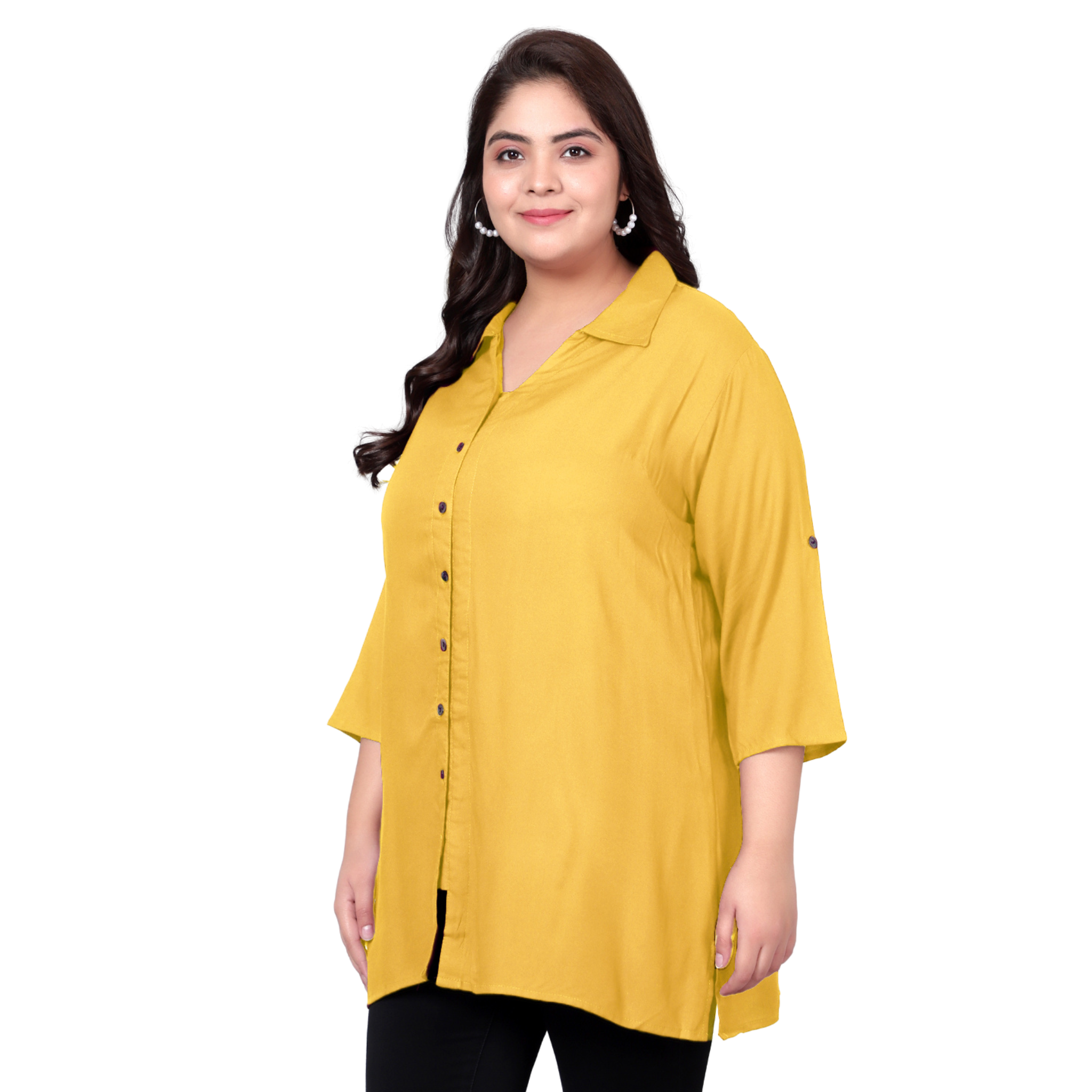 Yellow Longline Plus Size Shirt