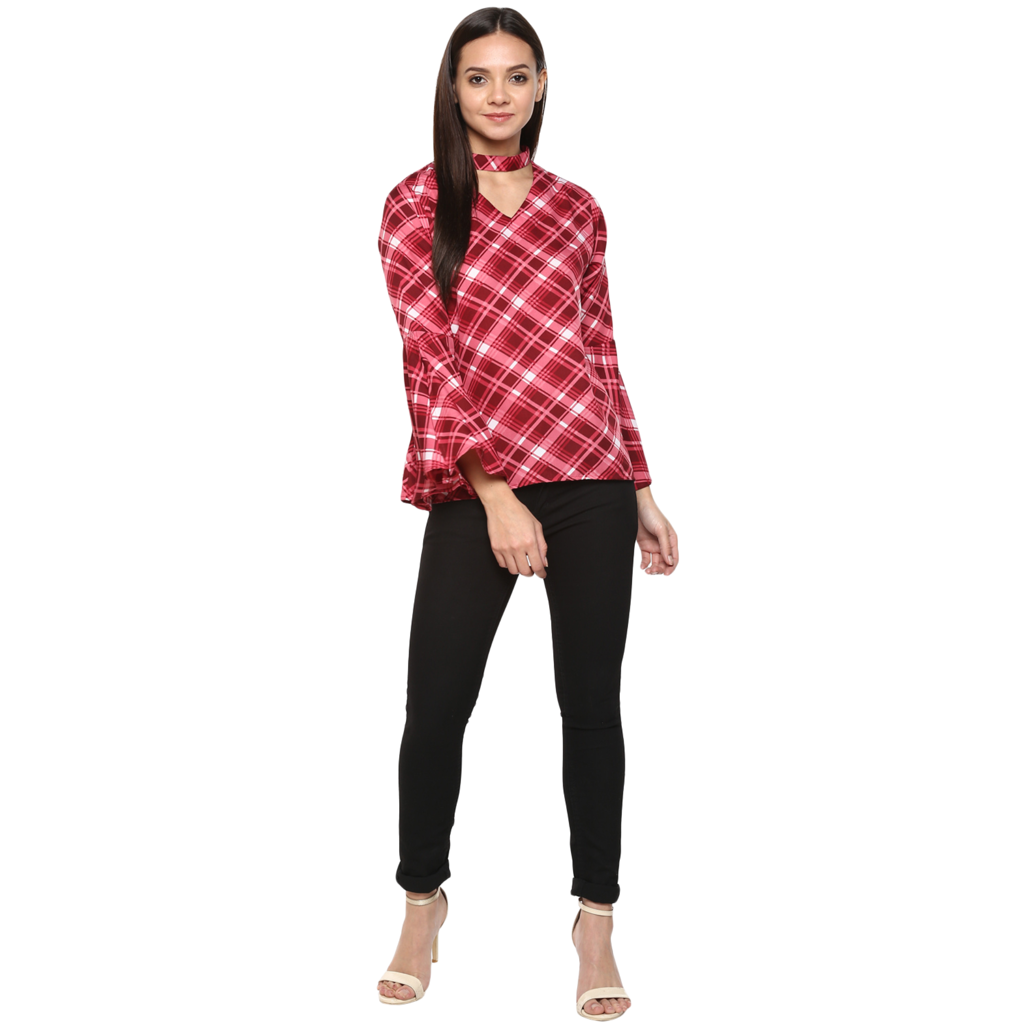 Pink Checkered Choker Top