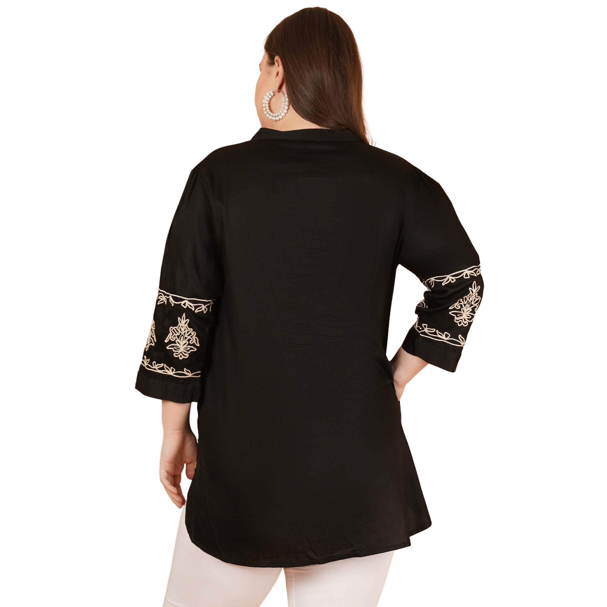 Black Cotton Embroidered Tunic
