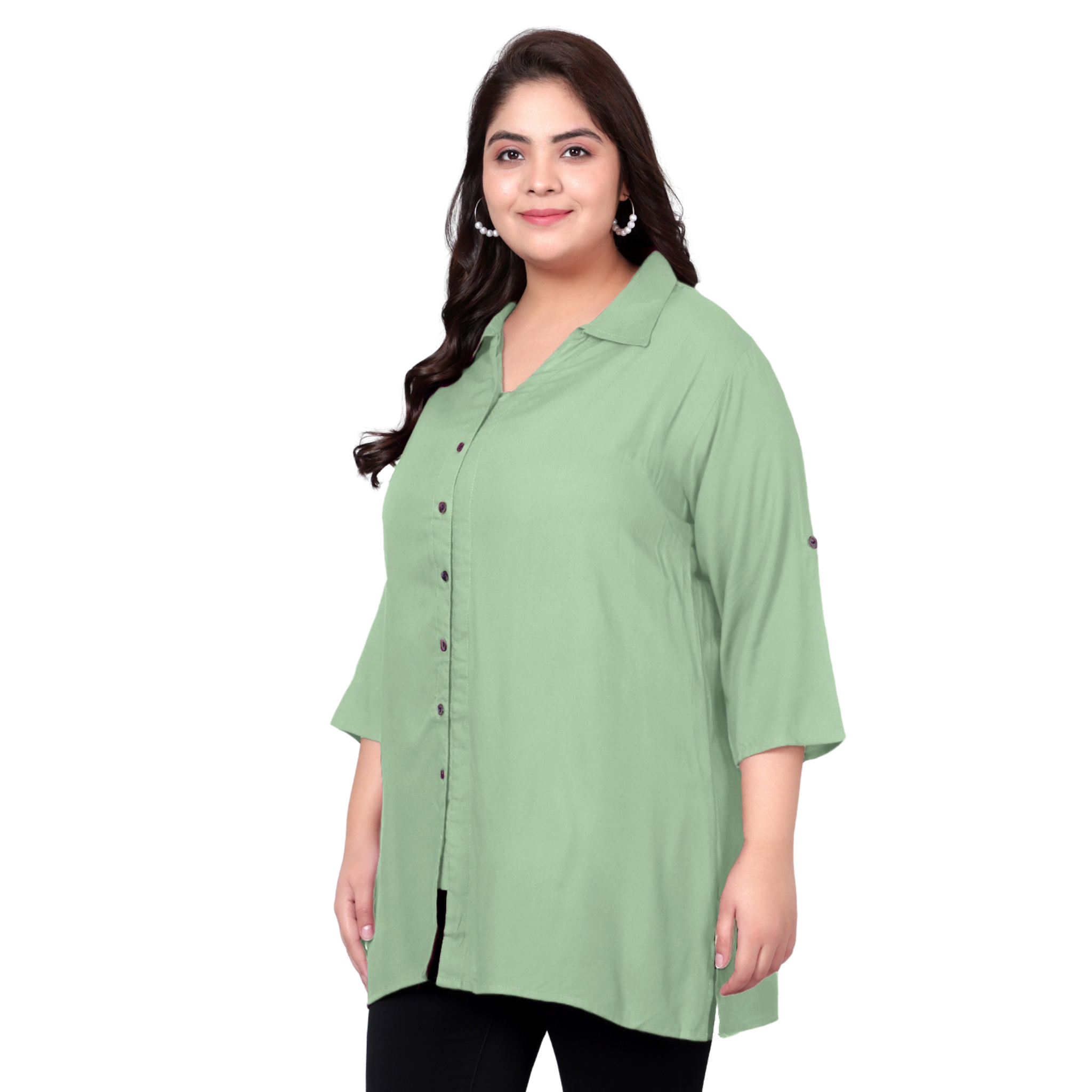 Mint Green Longline Plus Size Shirt