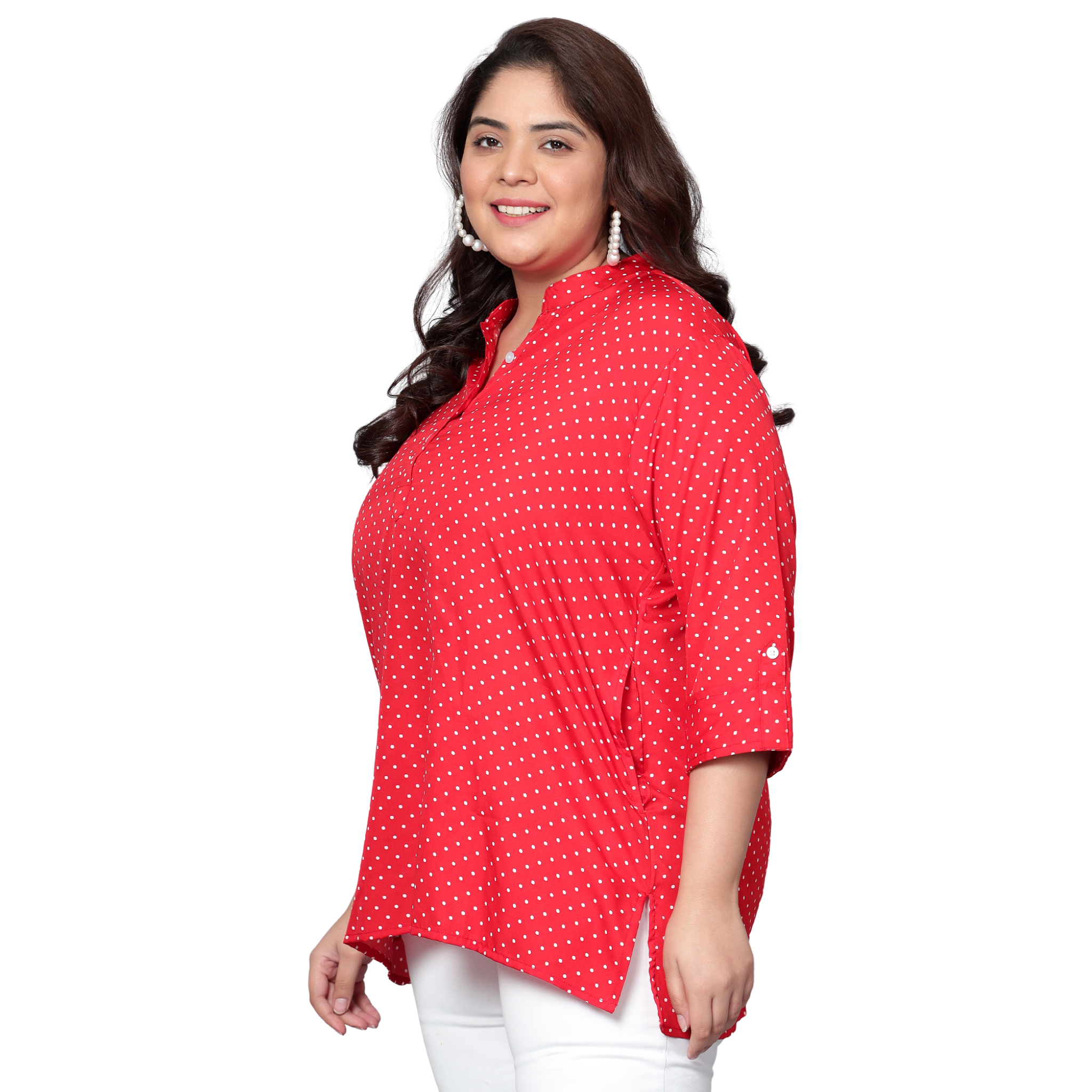 Red Polka Dot Plus Size Tunic