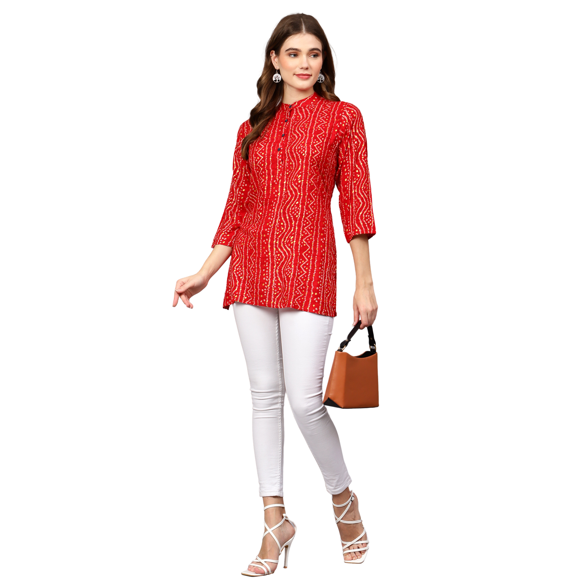 Red Bandhani Print Tunic
