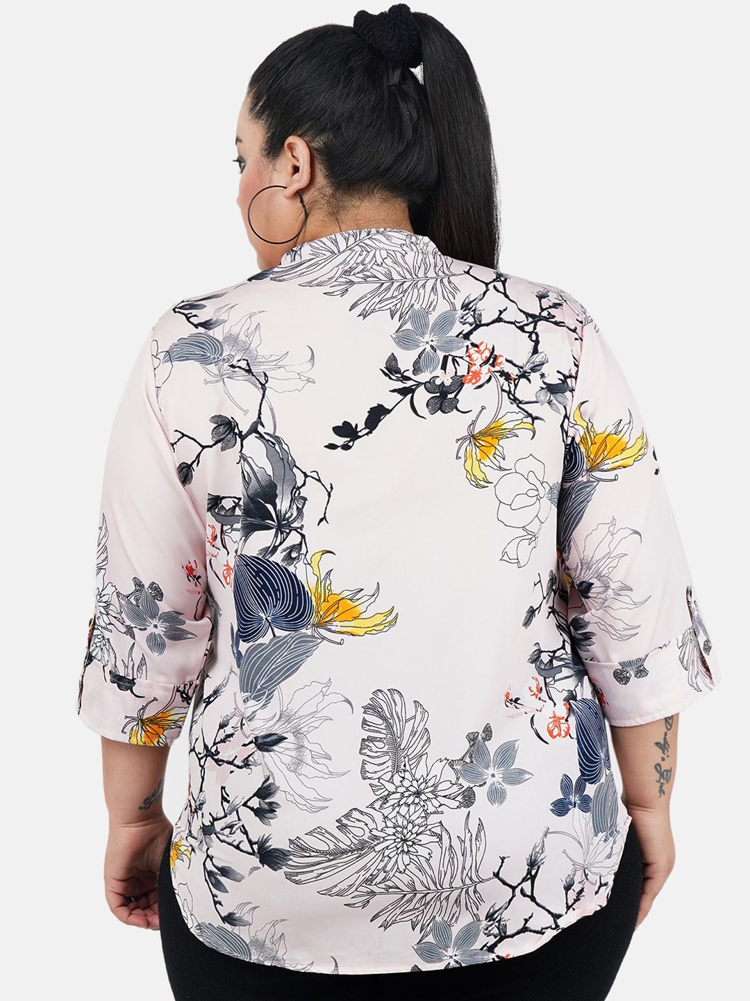 Light Pink Floral Print Plus Size Tunic — view 5