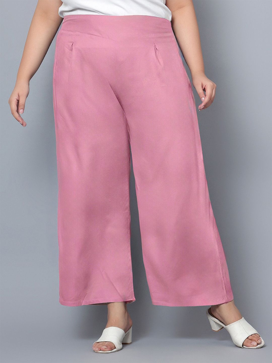 Pink Plus Size Trousers — view 1
