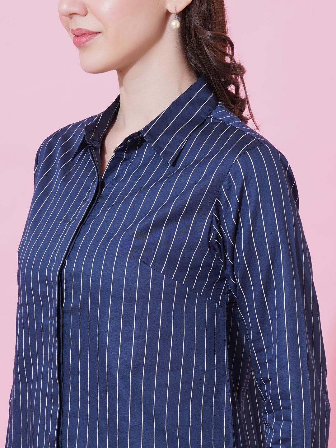 Blue Stripe Formal Shirt — view 9