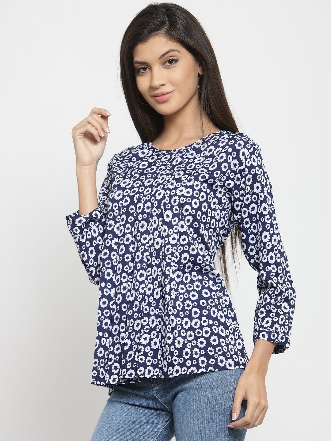 Blue Floral Top — view 3