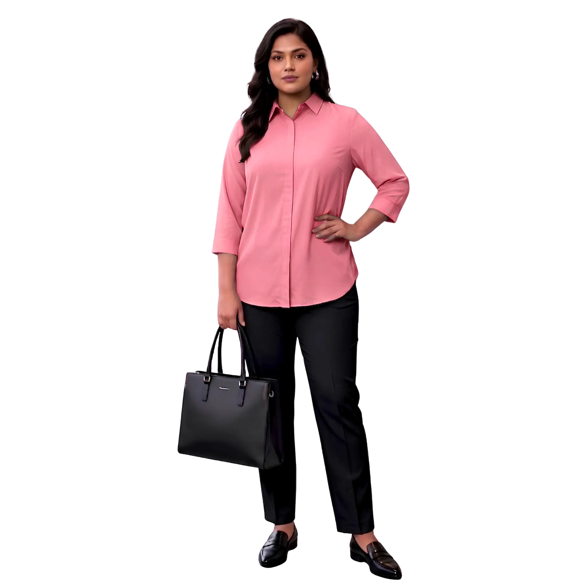 Pink Rayon Concealed Plus Size Tunic