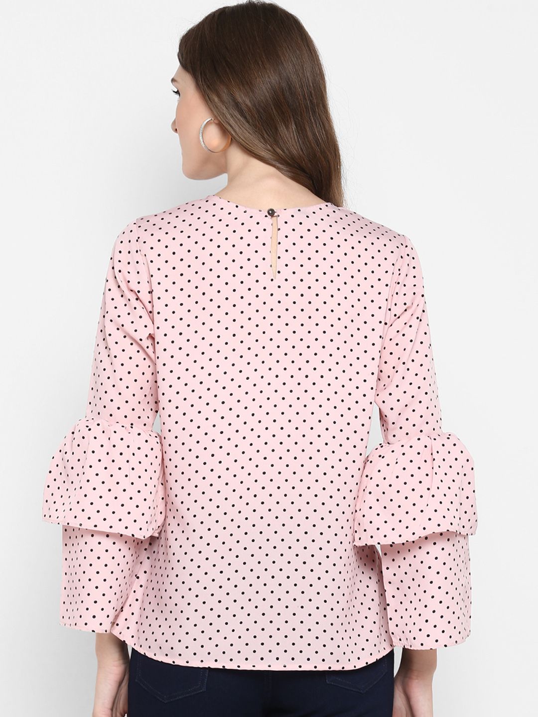 Pink Polka Dot Flared Top — view 10